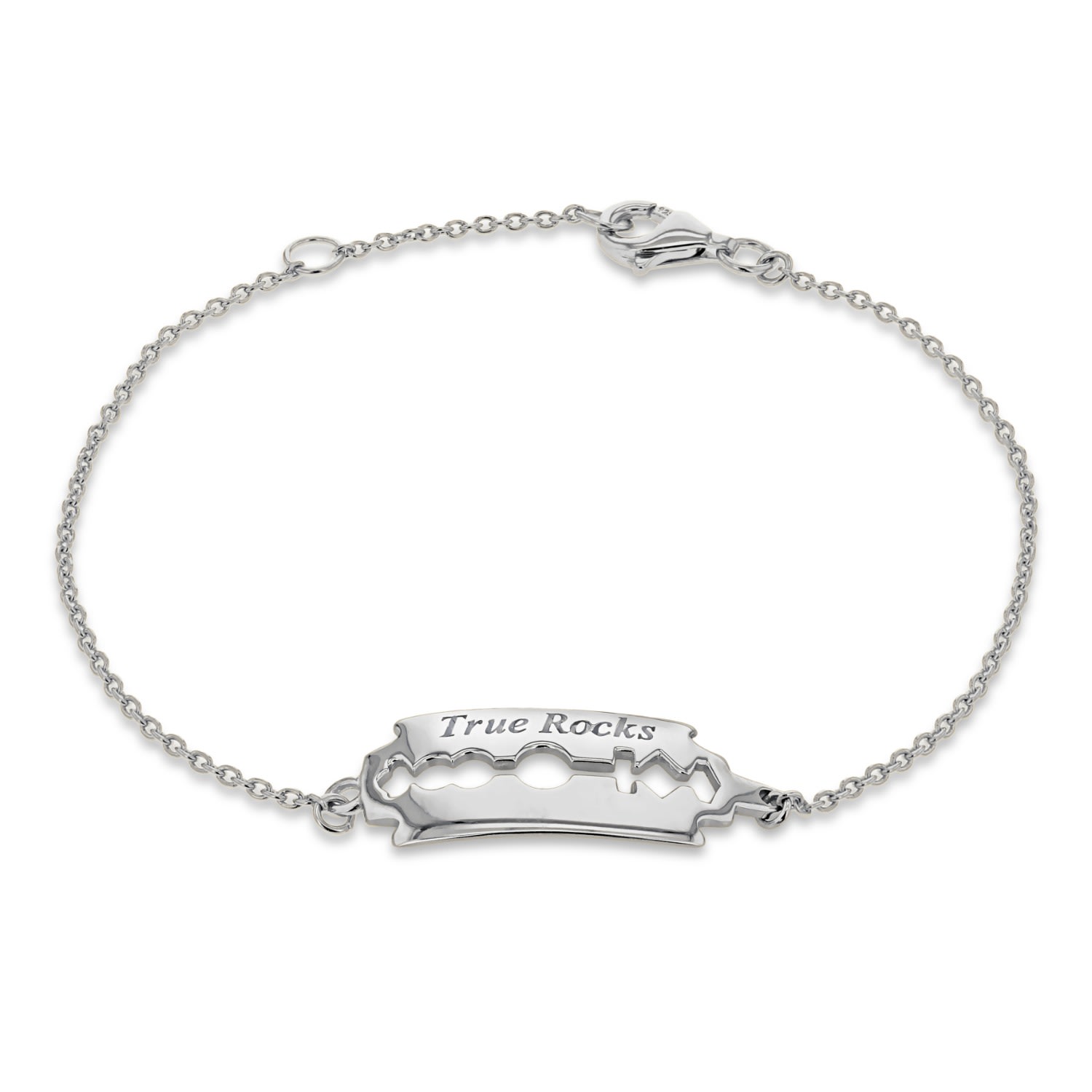 True Rocks Men's Sterling Silver Razor Blade Bracelet In Silver