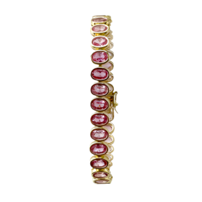 Laura Gray Women's Pink / Purple Oval Pink Crystal Tennis Bracelet