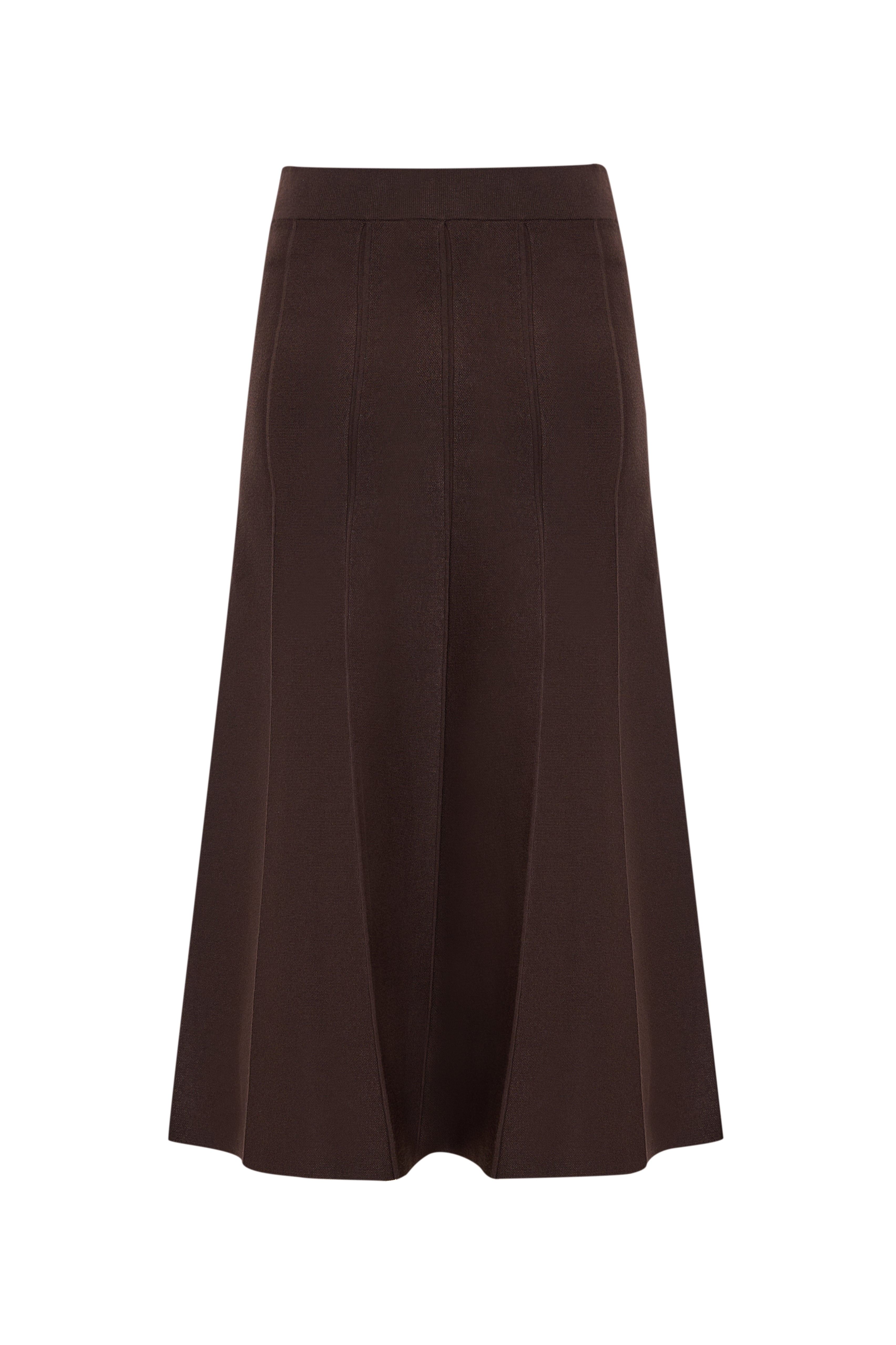 Women's Regular High Waist Knit Midi Skirt - Brown | Large | Exquise