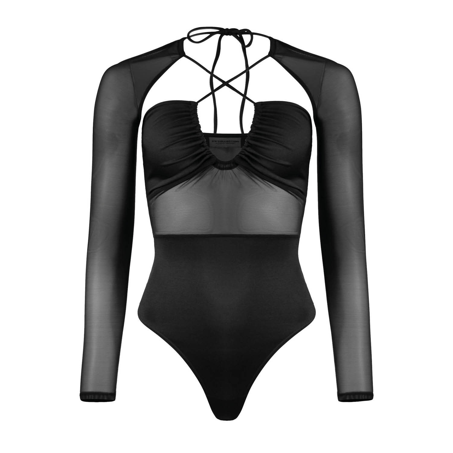 Ow Collection Women's Margot Mesh Bodysuit - Black In Black