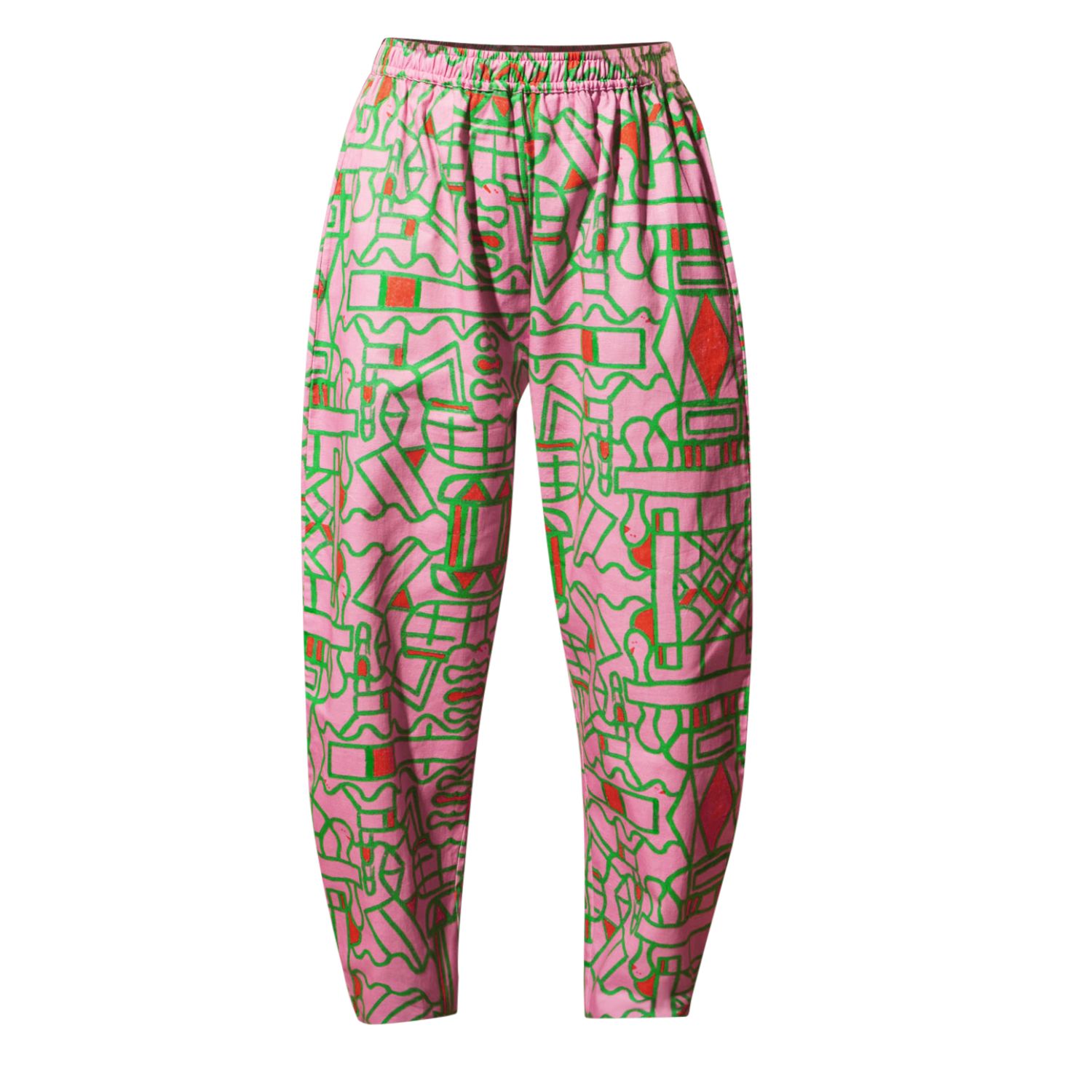 Wild Clouds Women's Pink / Purple Organic Cotton & Linen Balloon Trousers In Blush Horizon In Multi