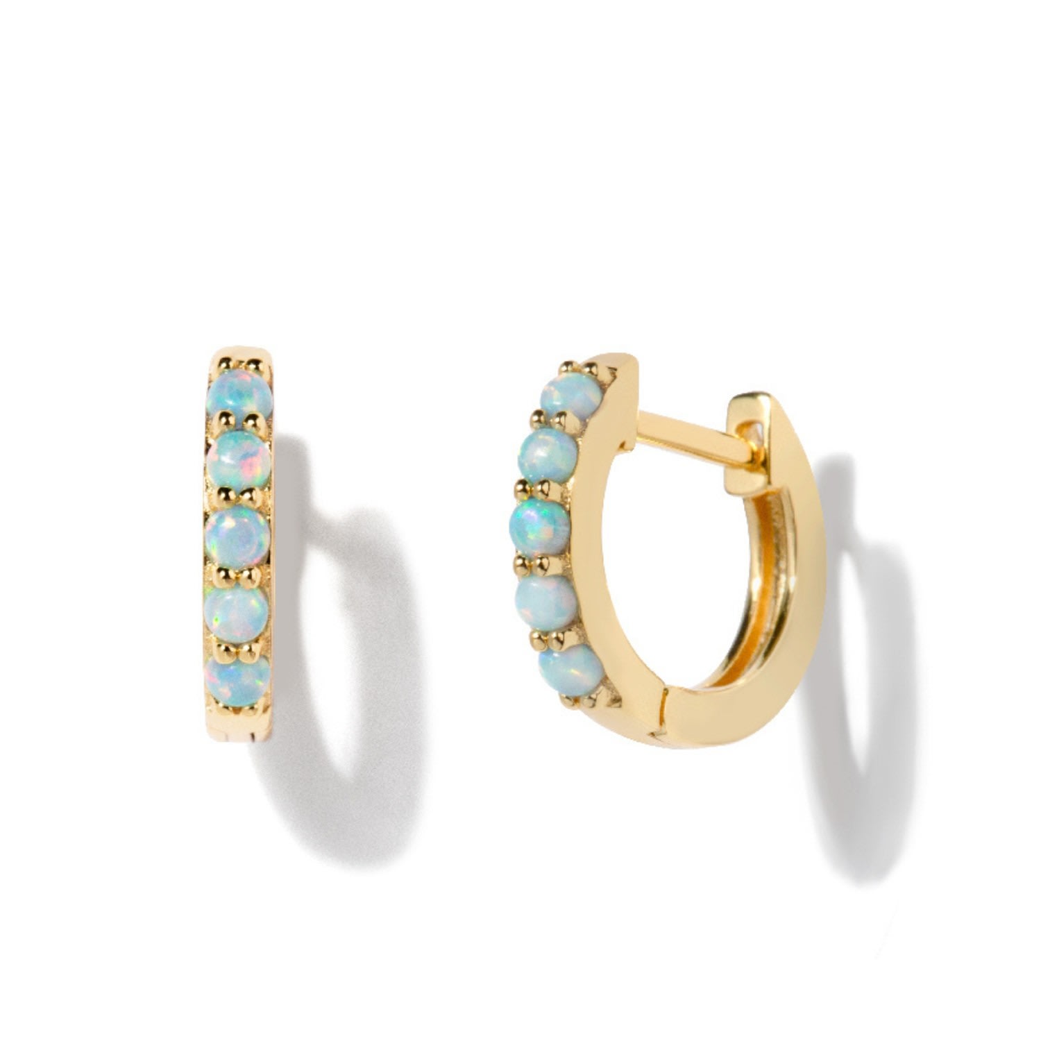 Women’s Beaded Opal Gold Huggie Earrings Little Sky Stone