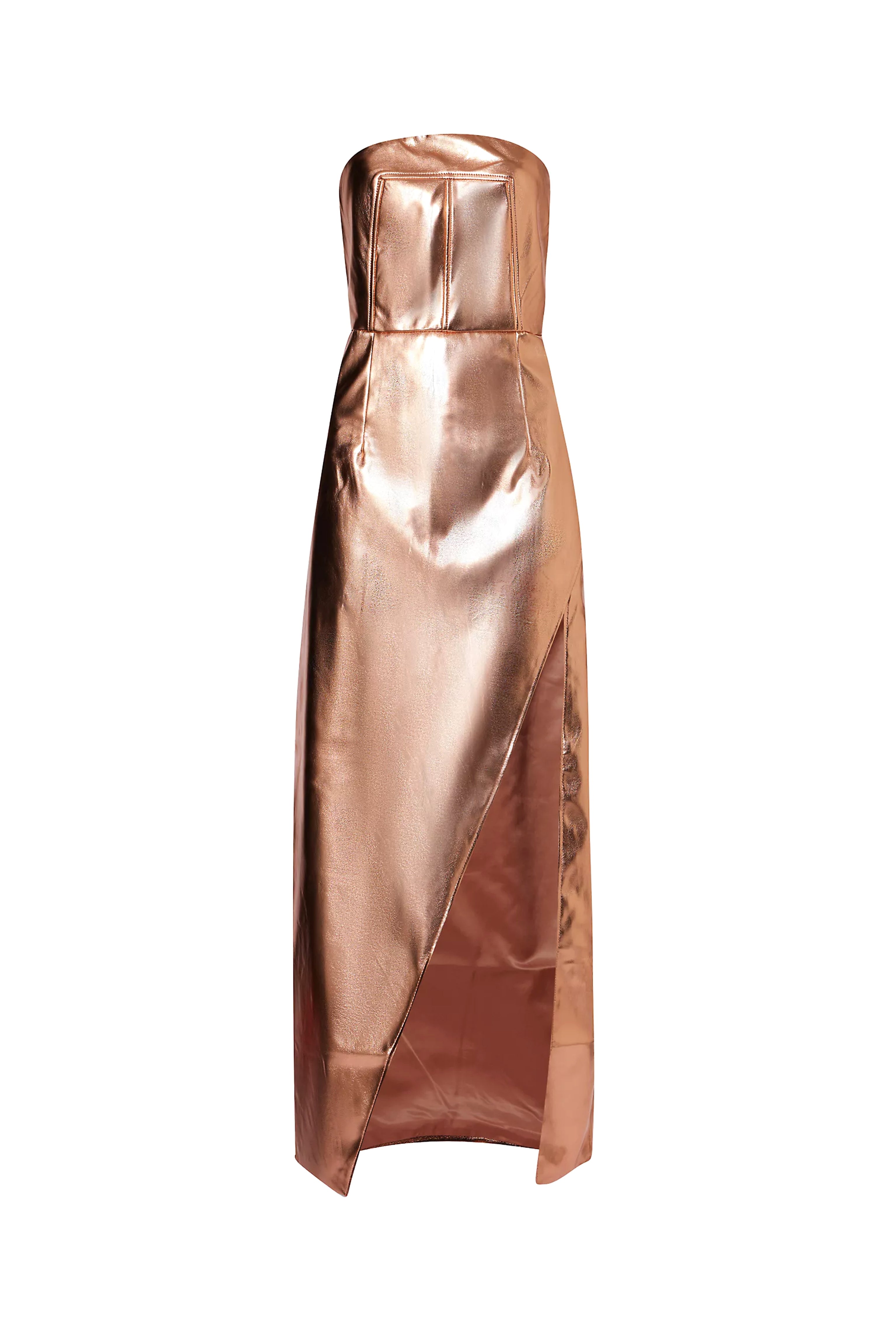 Women’s Gizelle Rose Gold Metallic Strapless Maxi Dress Medium Amy Lynn