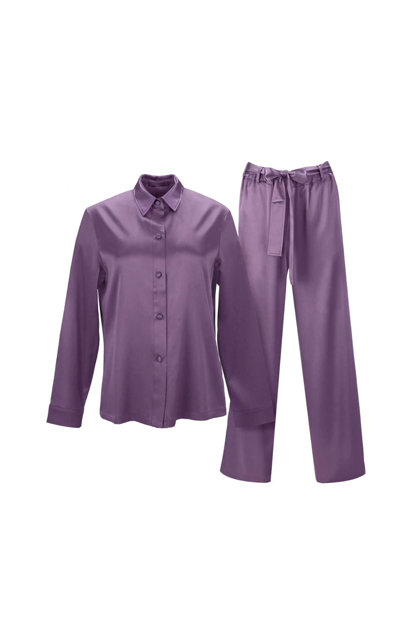 Pink / Purple Silk Two Piece Pants Set ’Tyche’ In Noble Purple Extra Large Alas Silk Renata Ambrazieje