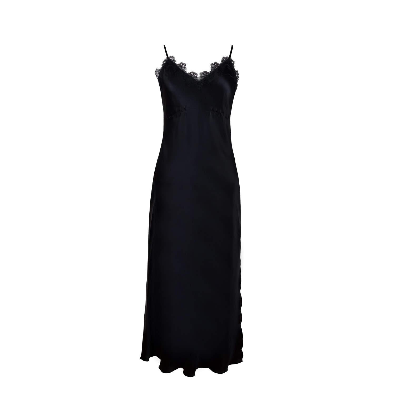 Women's Elisabeth Silk Slip Dress, Color Black Shadow Pearl | S/M | Sasha La Mer