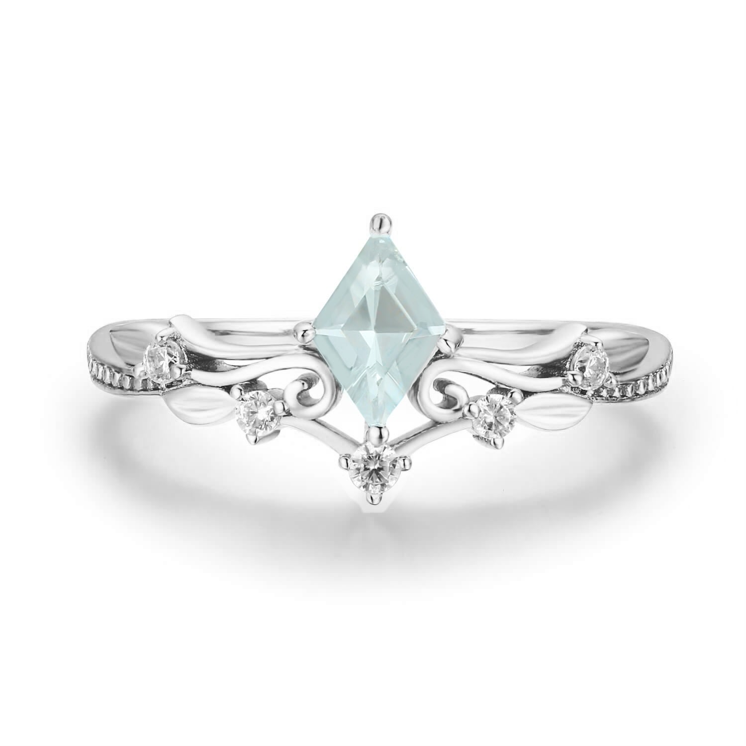 Women’s Silver Victorian Lace Aquamarine Ring White Gold Vermeil Azura Jewelry New York