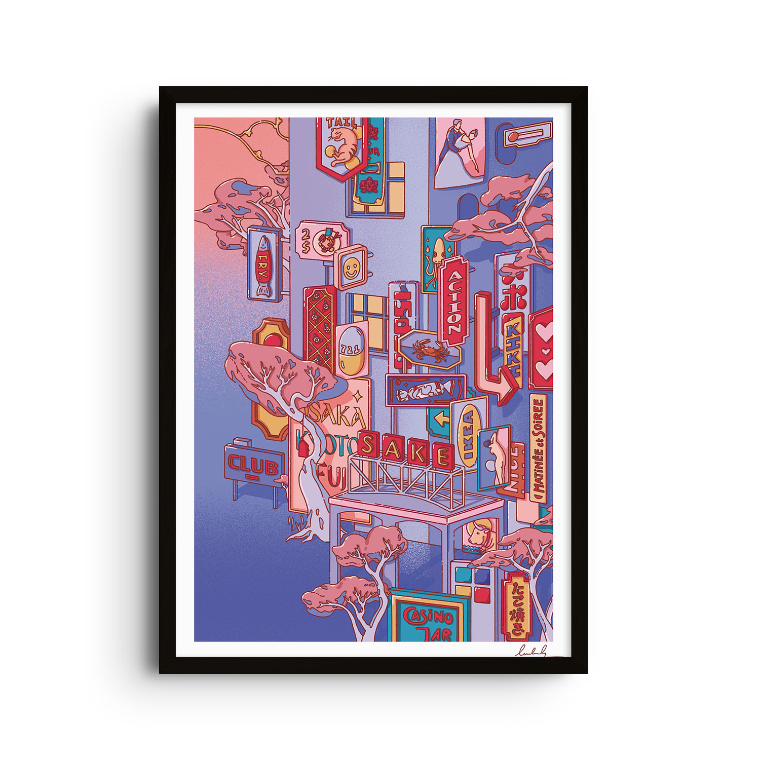 East Side Studio London Pink / Purple Forest Of Consumables Two - Giclee Fine Art Print - Extra Small In Pink/purple