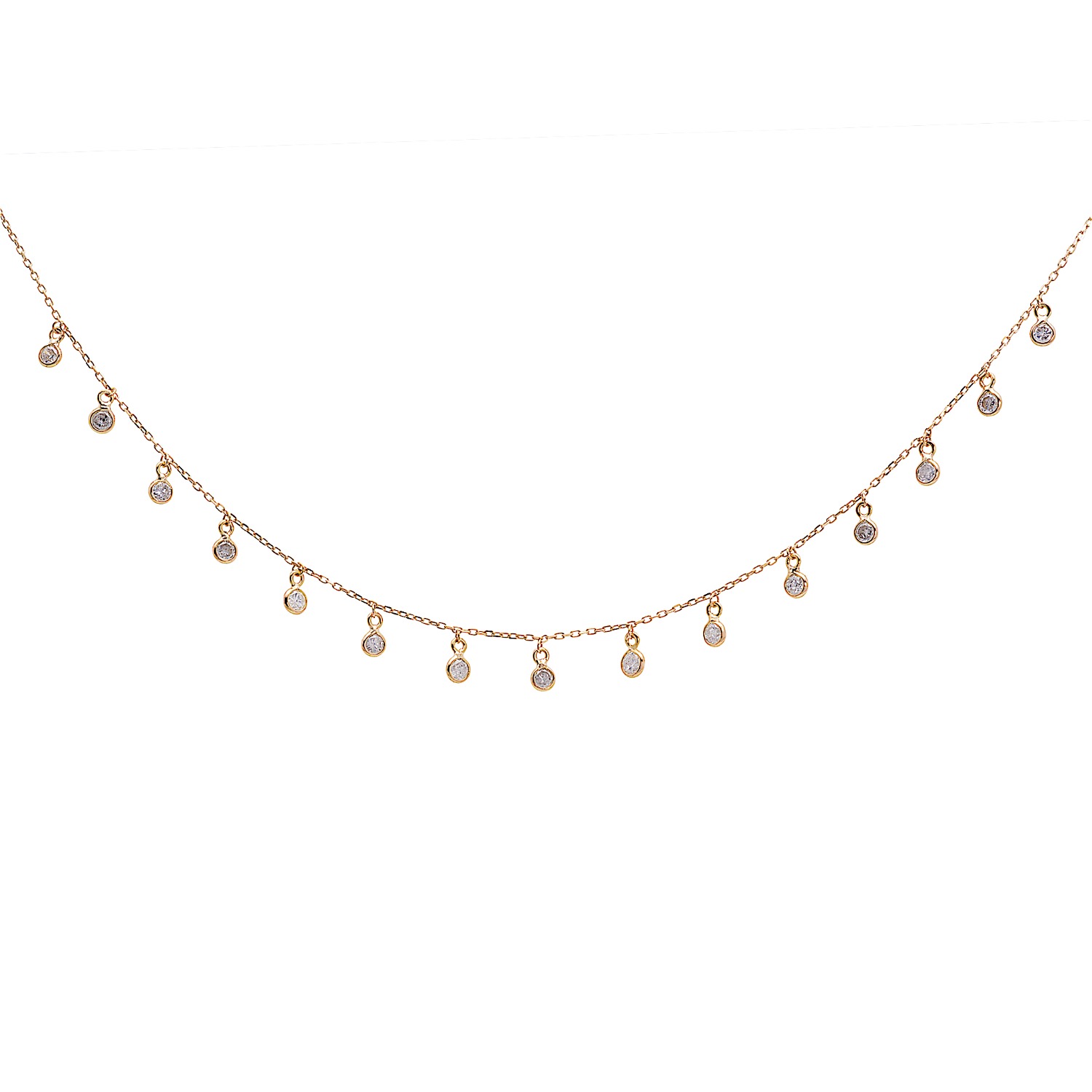 Women’s Organic Diamond Dangle Necklace In 18K Yellow Gold Tresor Collection