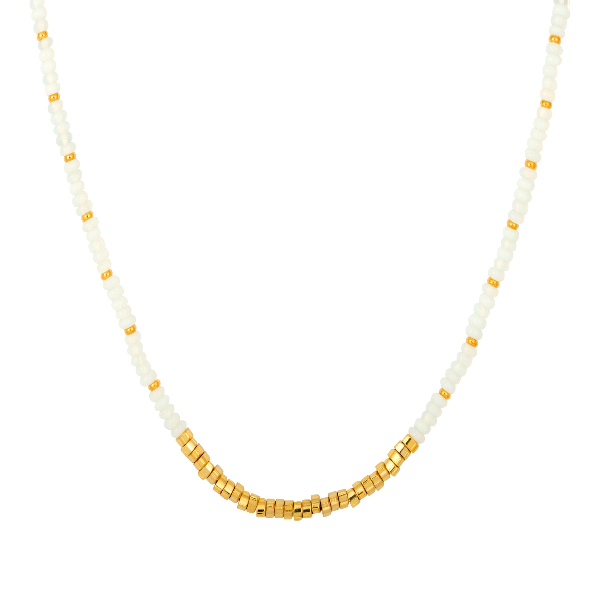 Gold Trip Women's White / Gold Moonstone Nugget Beaded Necklace In Gold