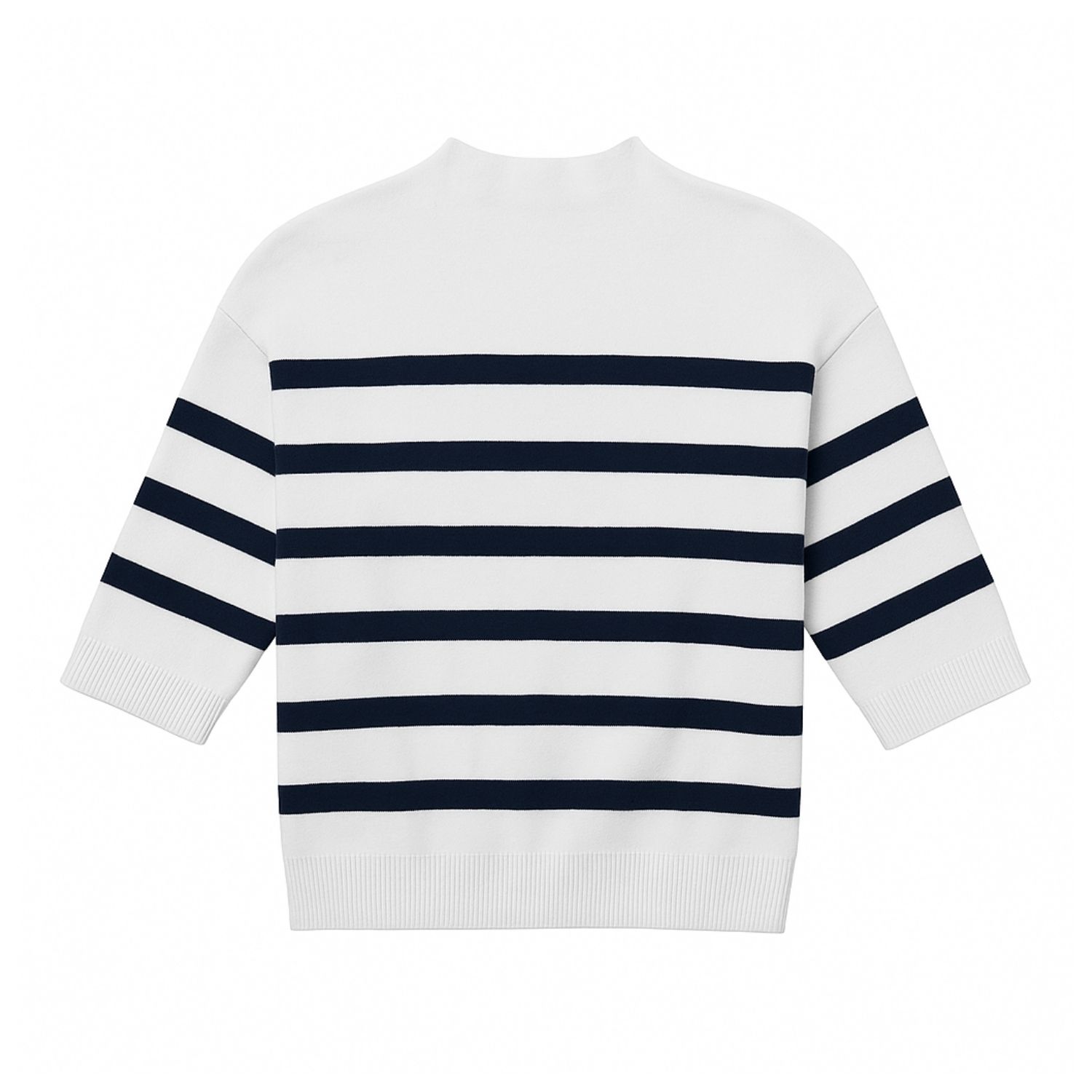 Mohair&angora Women's Black / White Striped Blouse Capri Sleeves - White Black In Multi