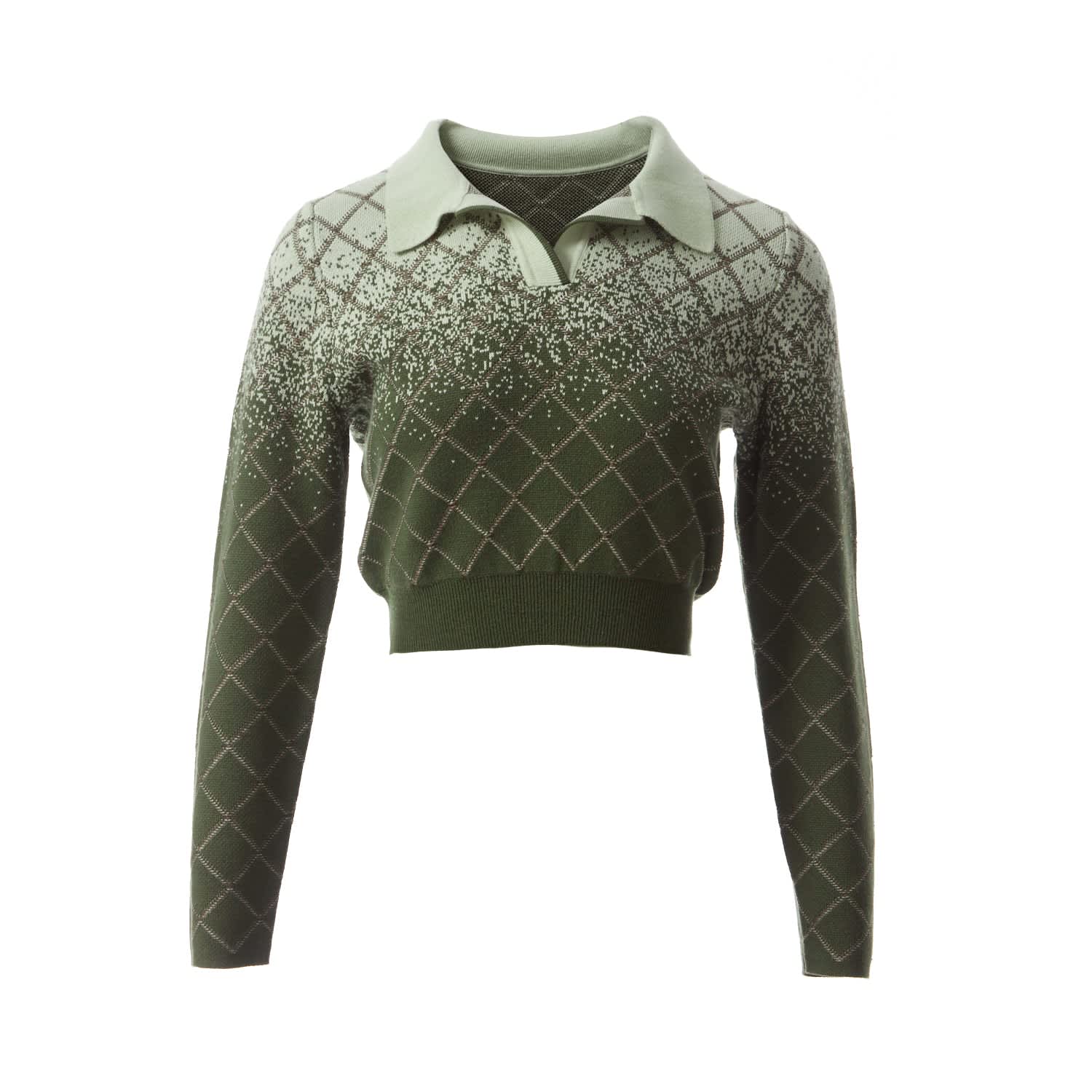 Fully Fashioning | Remi Jacquard Knit Cropped Polo Top | Fully