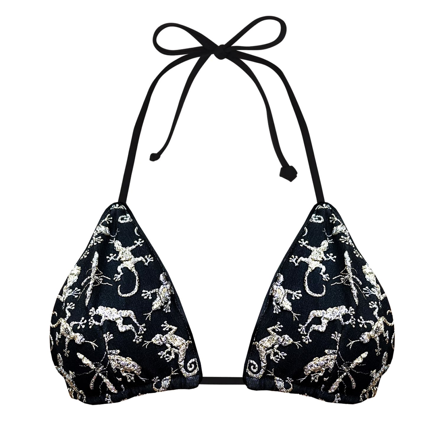 Geegee Collection Women's Black / Gold / Silver Superstitious Creatures Bikini Top In Black/gold/silver