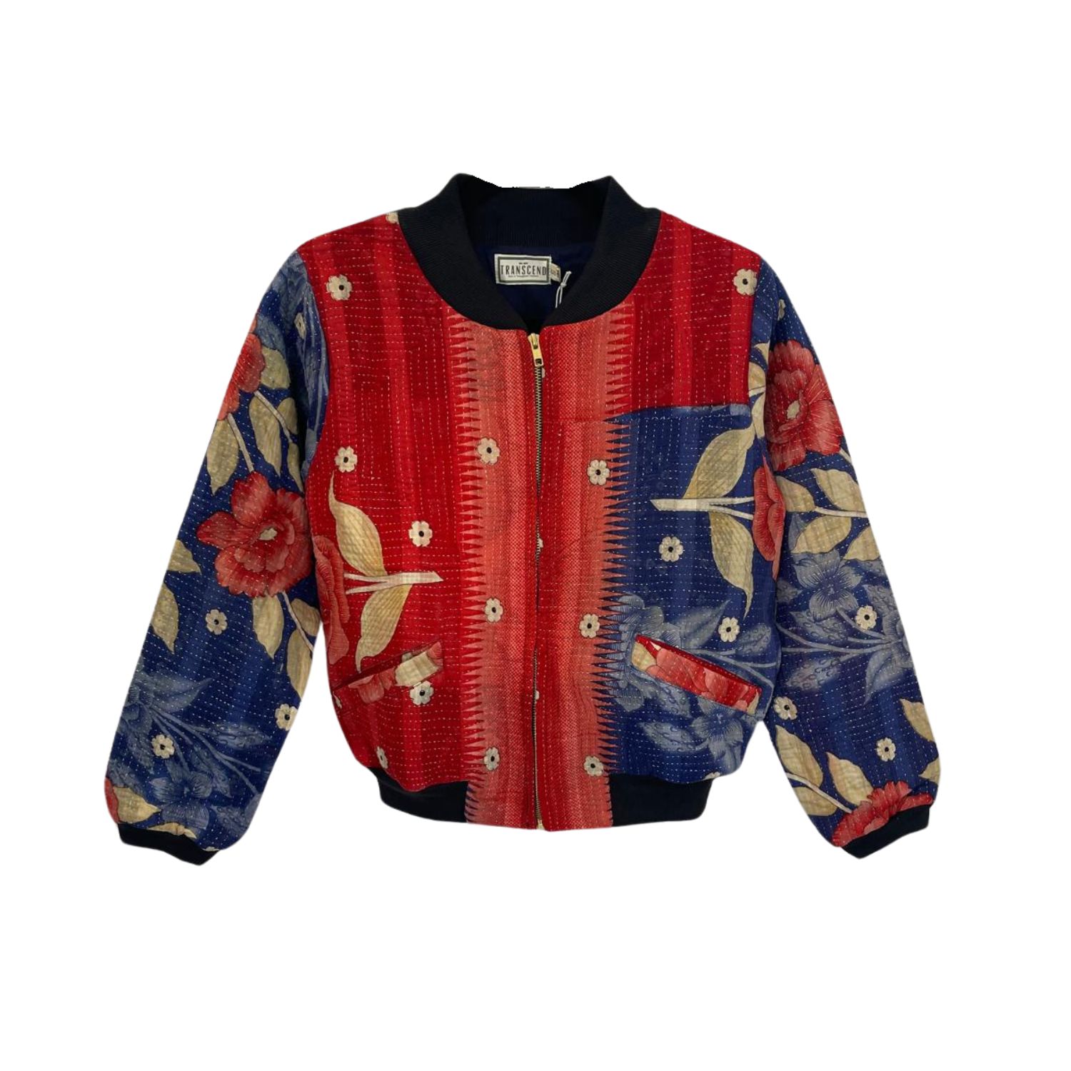 Transcend Women's Blue / Red Nadia Bomber Jacket In Blue/red