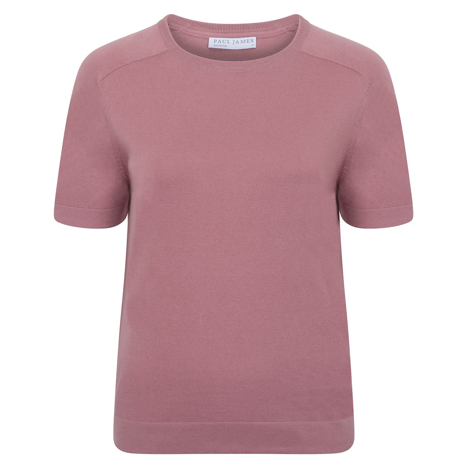 Paul James Knitwear Pink / Purple Womens Ultra Fine Cotton Cassie Saddle Shoulder Knitted T-shirt - Blossom Pink In Pink/purple