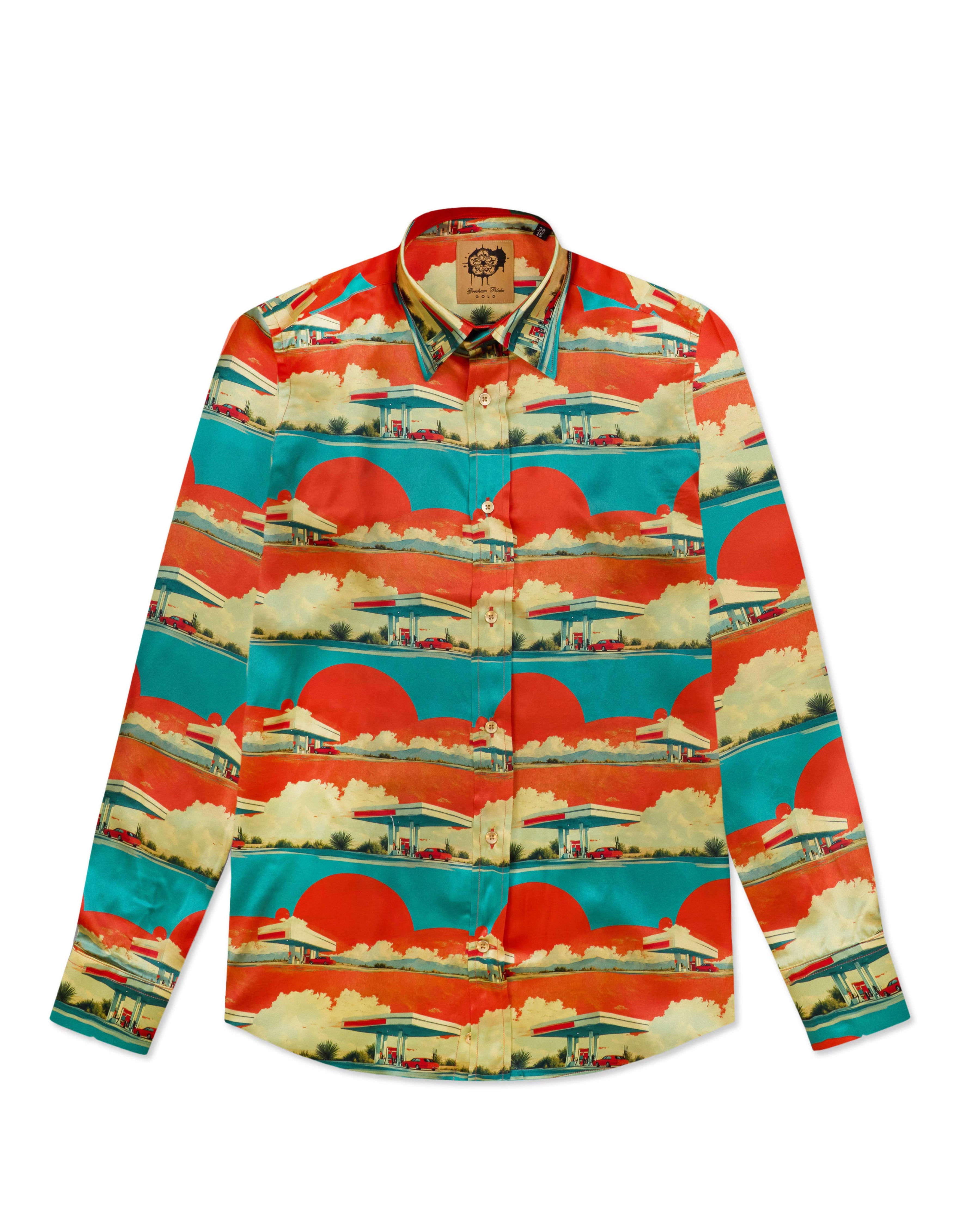 Gresham Blake Men's Garage At Dawn Silk Shirt In Multi