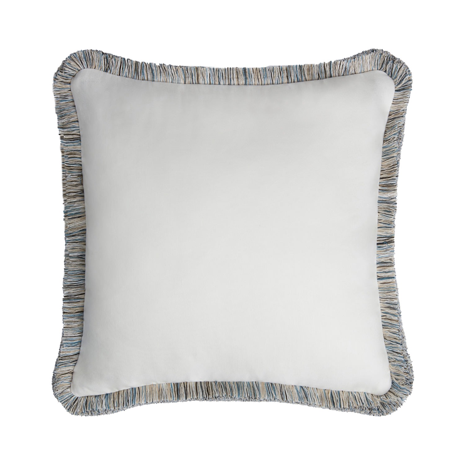 Capri Linen Pillow White With Multicolor Fringes Rectangular Medium Lo Decor