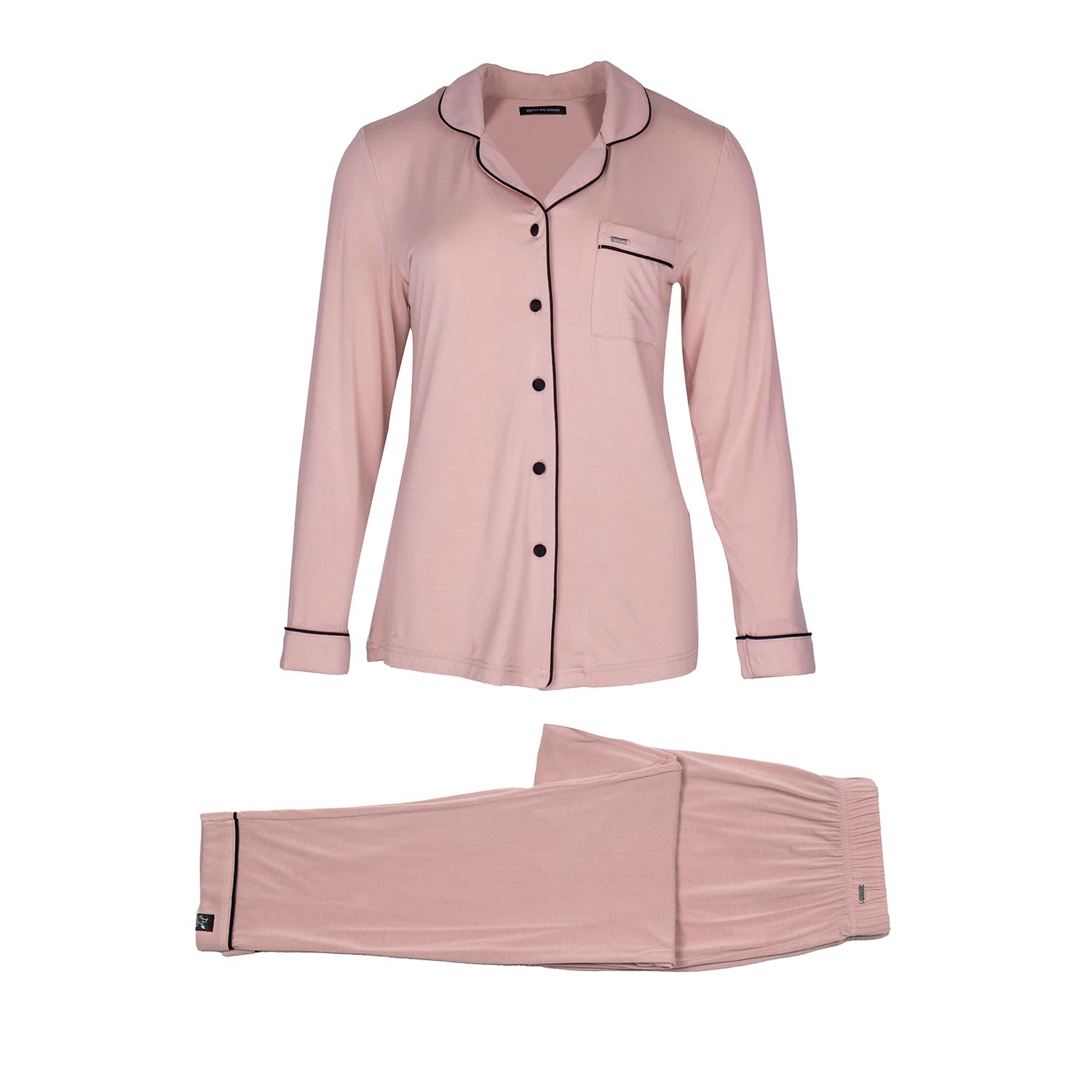 Pretty You Women's Pink / Purple Bamboo Long Sleeved Trouser Pyjama Set In Pink In Pink/purple
