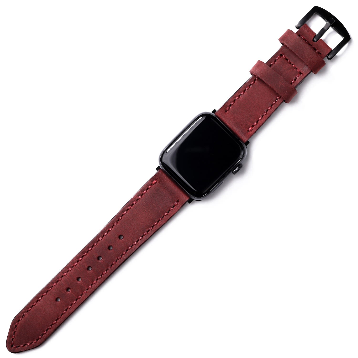 Roarcraft - Apple Watch Ultra Custom Made Leather Watch Strap - Burgundy