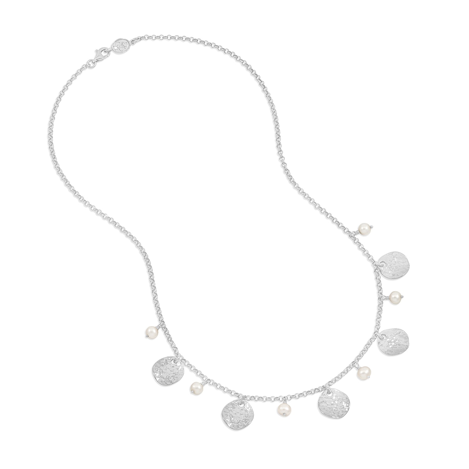 Women’s White Pearl & Disc Collar Necklace In Sterling Silver Dower & Hall