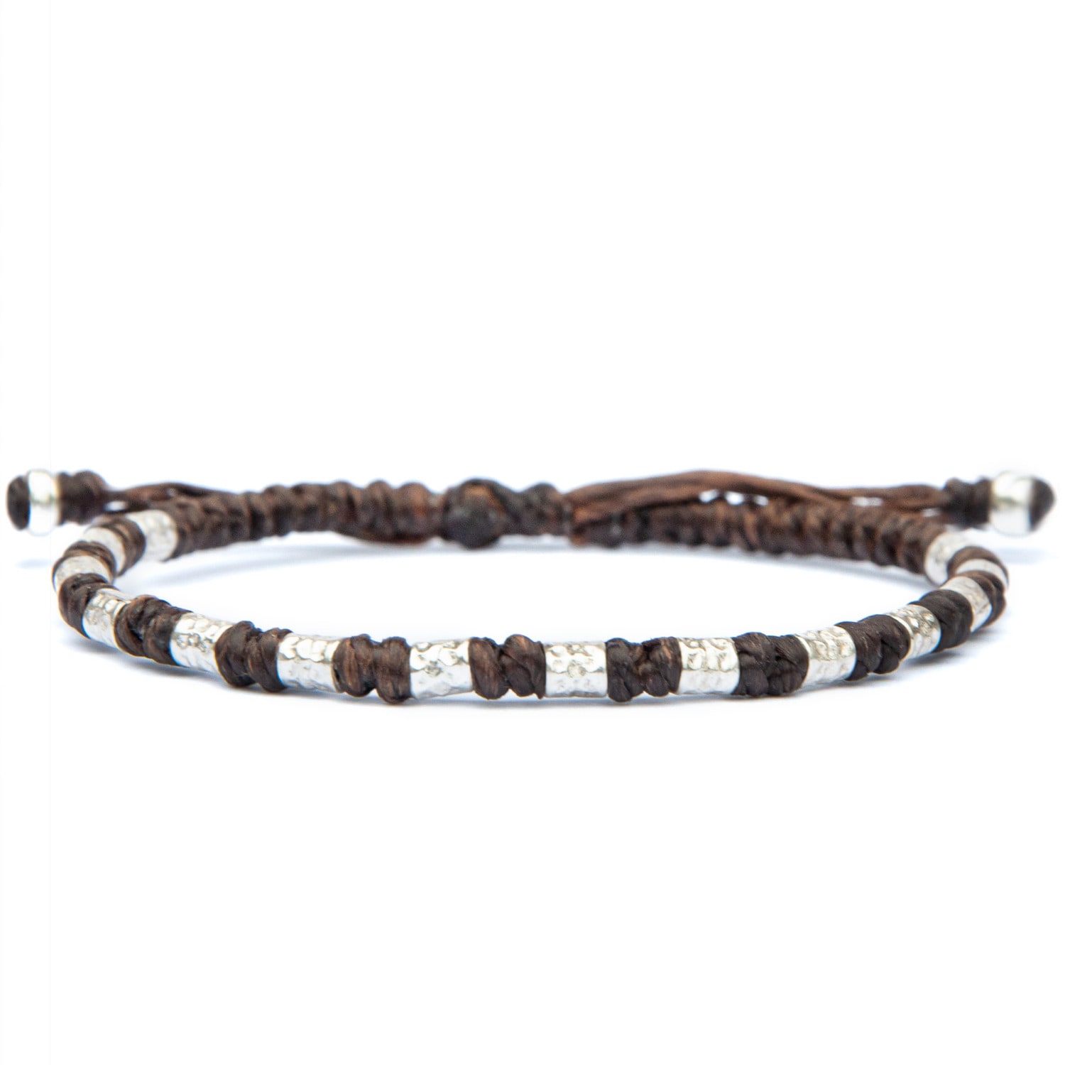 Viking Bracelet For Men - Handmade Of Vegan Rope And Silver - Yule - Brown Harbour Uk Bracelets