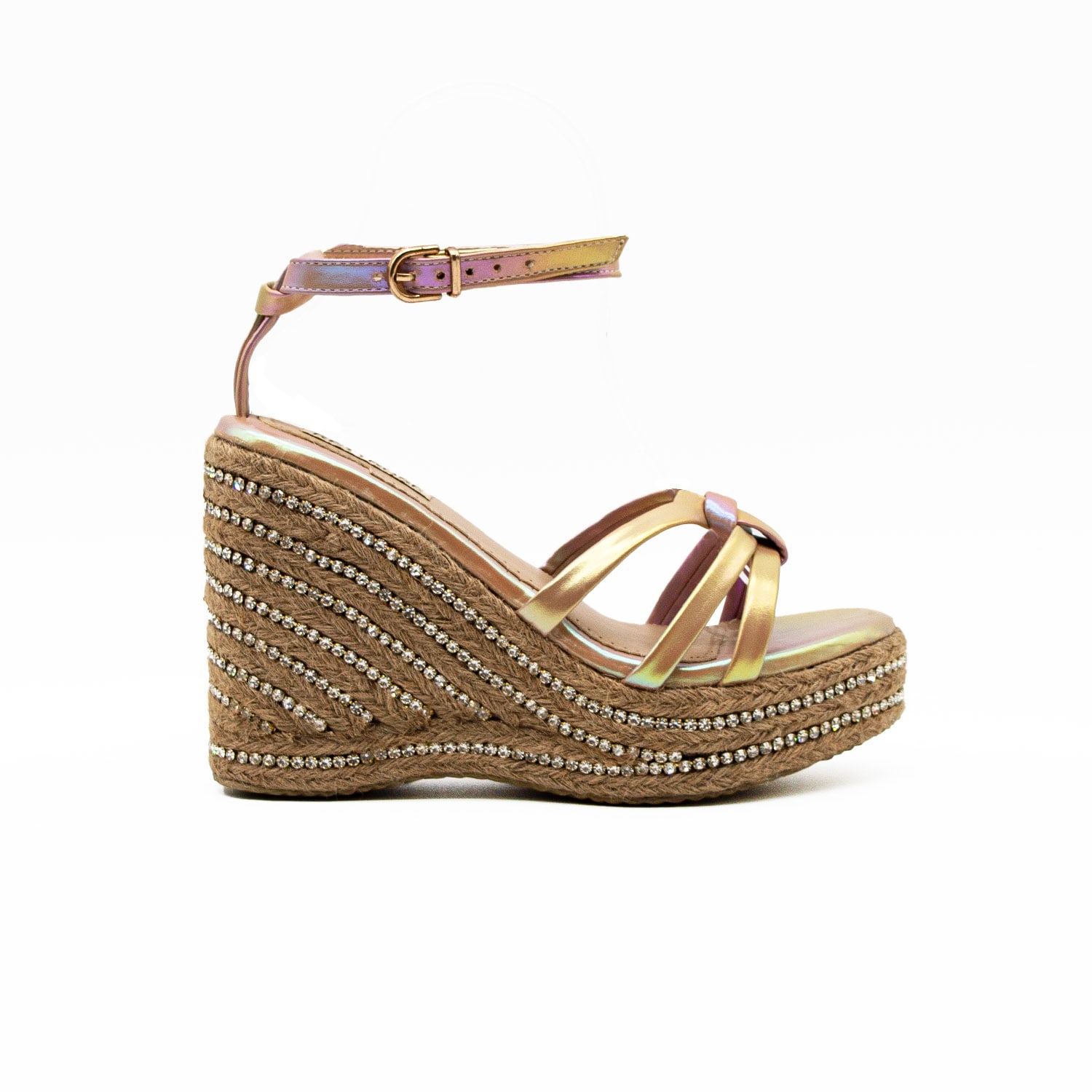 Rettrose Women's Neutrals The Alani Nude Hand Embellished Luxury Wedge Shoe In Brown