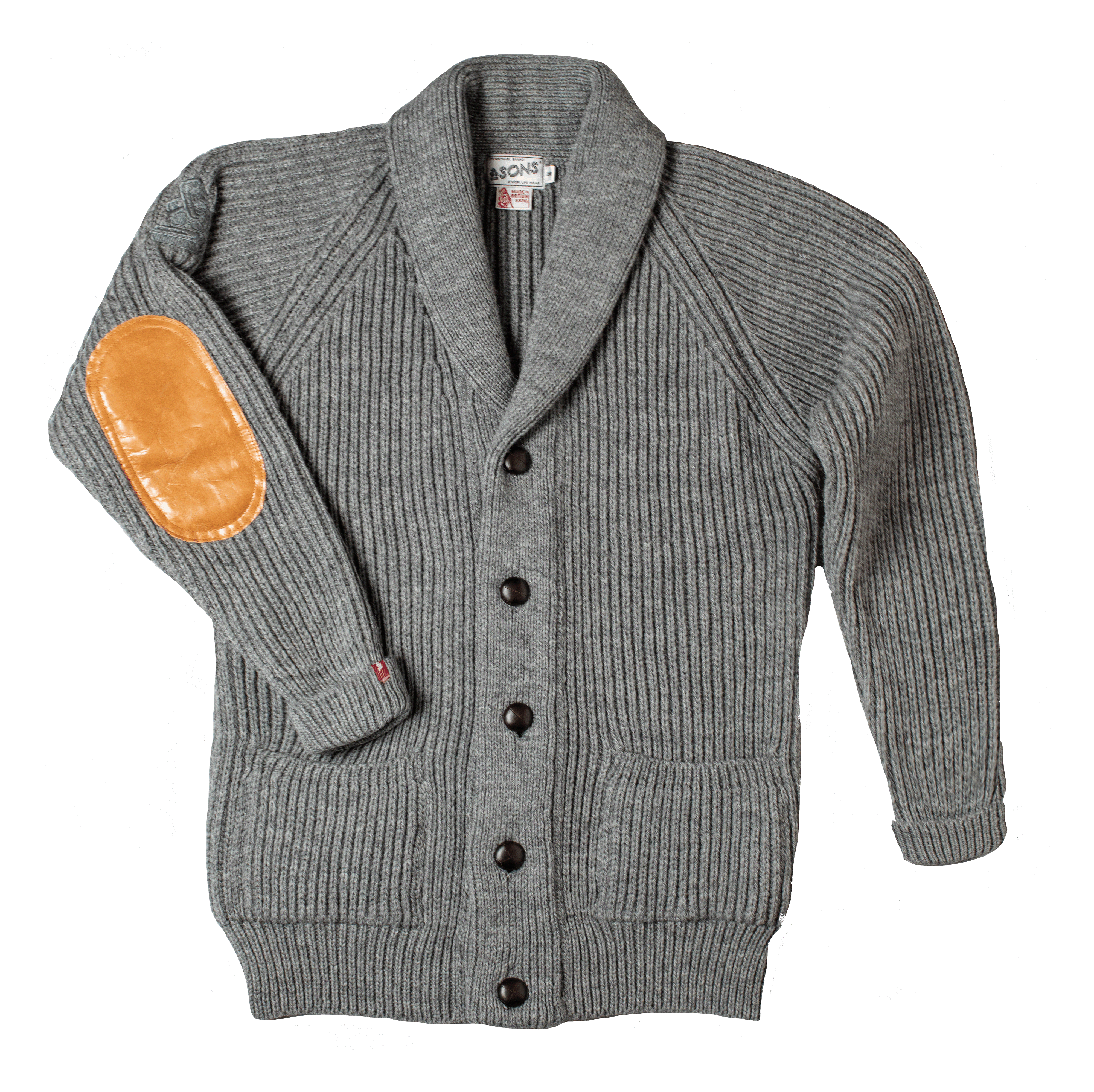 Pioneer British Wool Cardigan Grey | &SONS Trading Co | Wolf & Badger