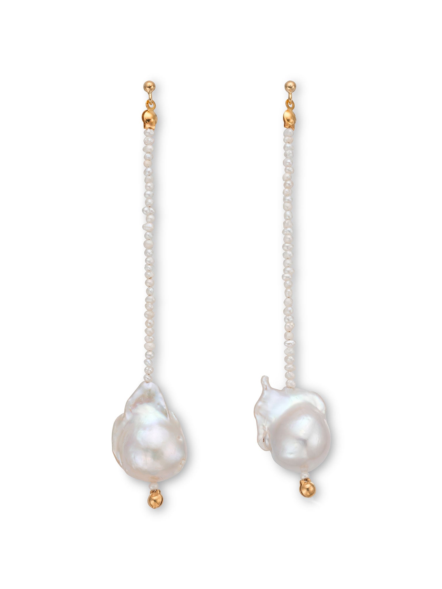 women's gold giséle baroque pearl long earrings eva remenyi