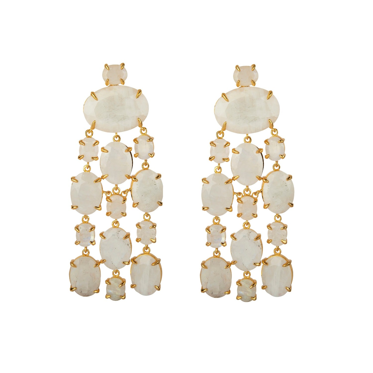 Bounkit Women's White Marysol Earrings Moonstone Clip On