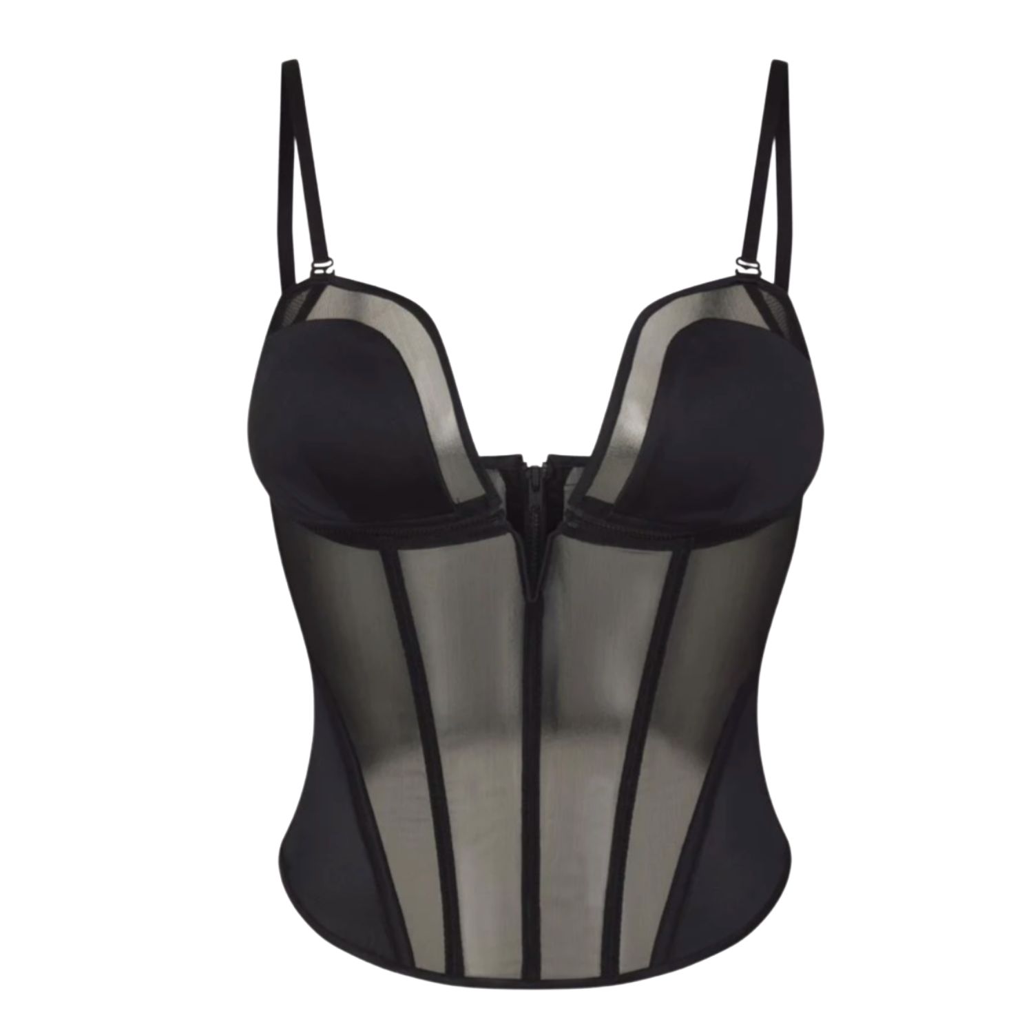 Lunatic Femme Women's Black Double Entendre Bustier W/ Detachable Cups In Black