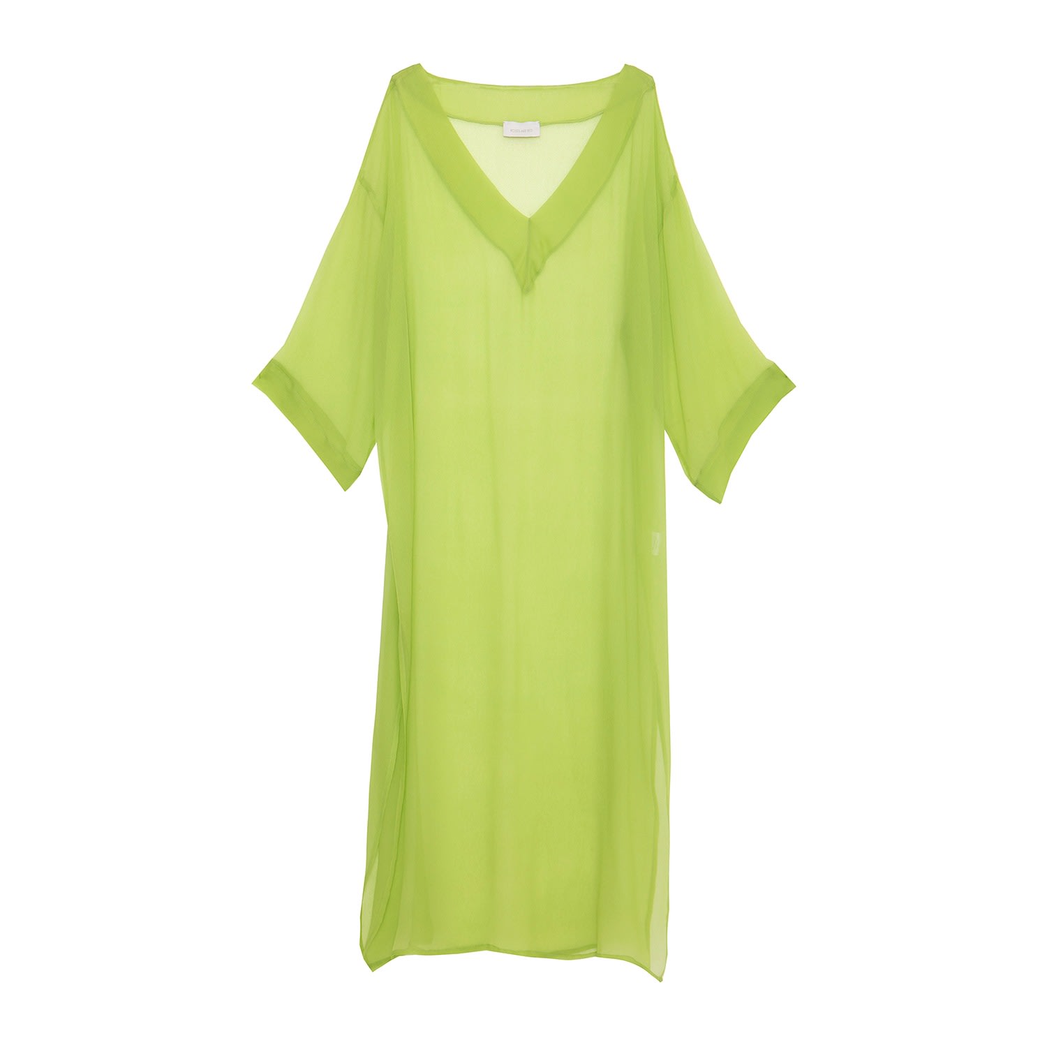 Women’s Green Silk Kaftan In Lime Roses are Red