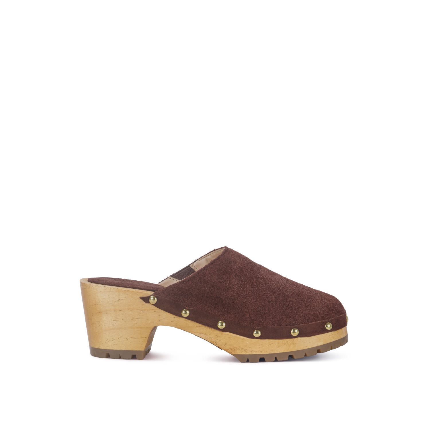 Women's Cedrus Fine Suede Studded Clogs Mules In Brown By Rag & Co | 6 Uk | Rag & Co.