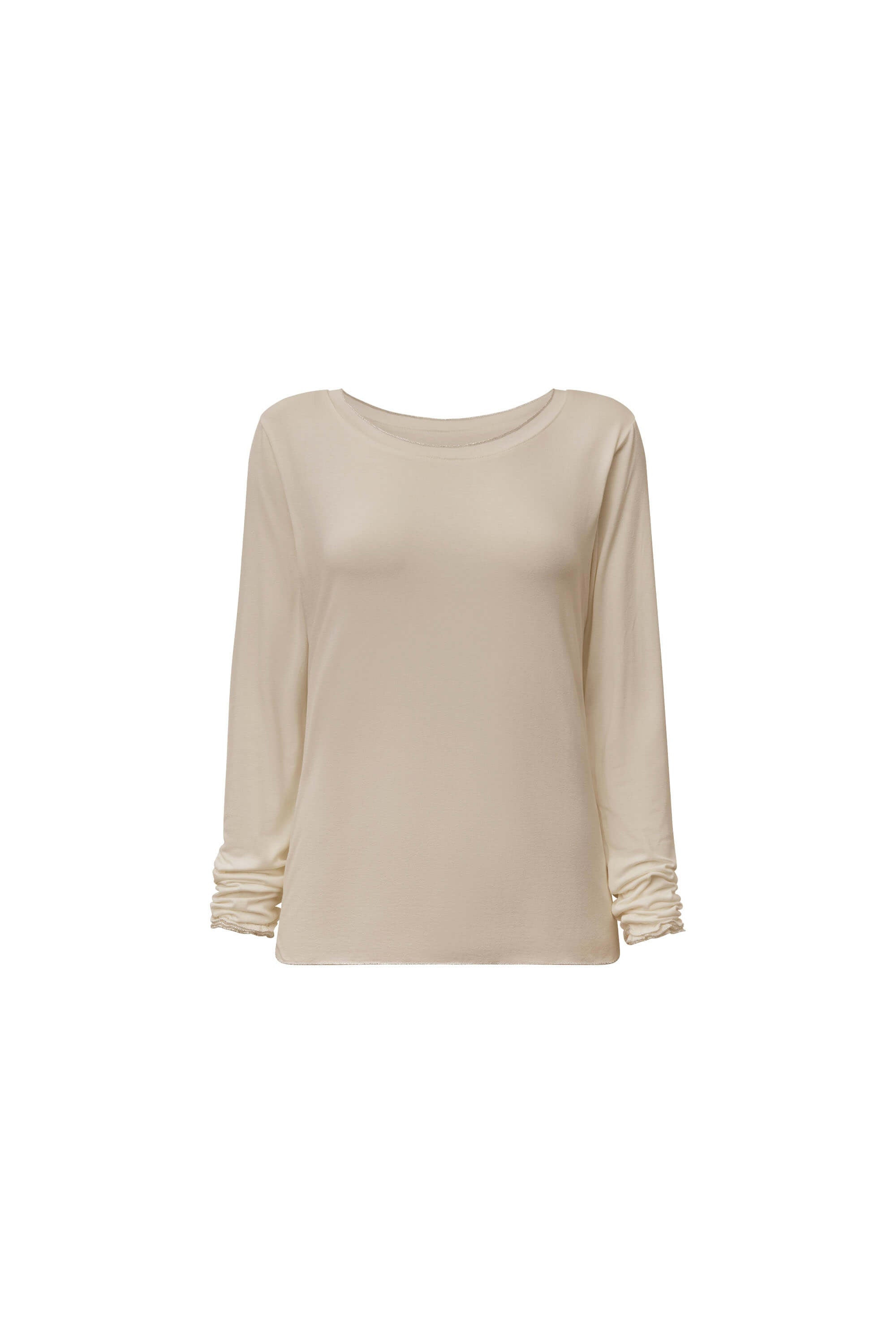 James Lakeland Women's Brown Long Sleeve Beige Top