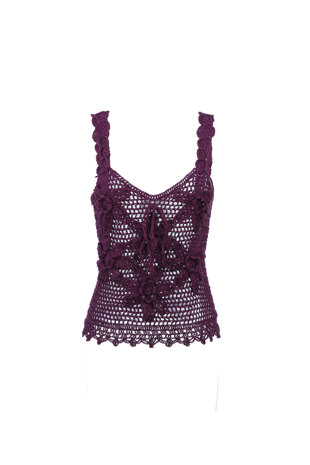 Women’s Pink / Purple Violet Handmade Crochet Top Medium Andreeva