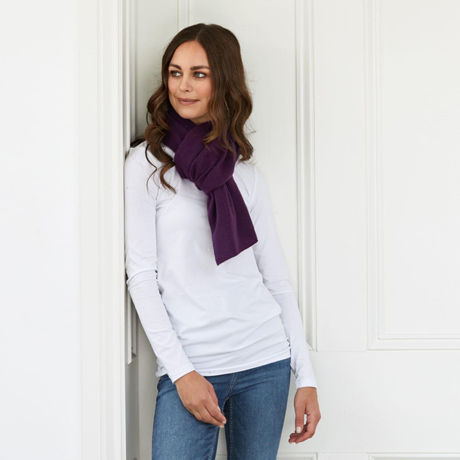 Patricia Nash - Large Knit Scarf with Contrast Stitching - Plum