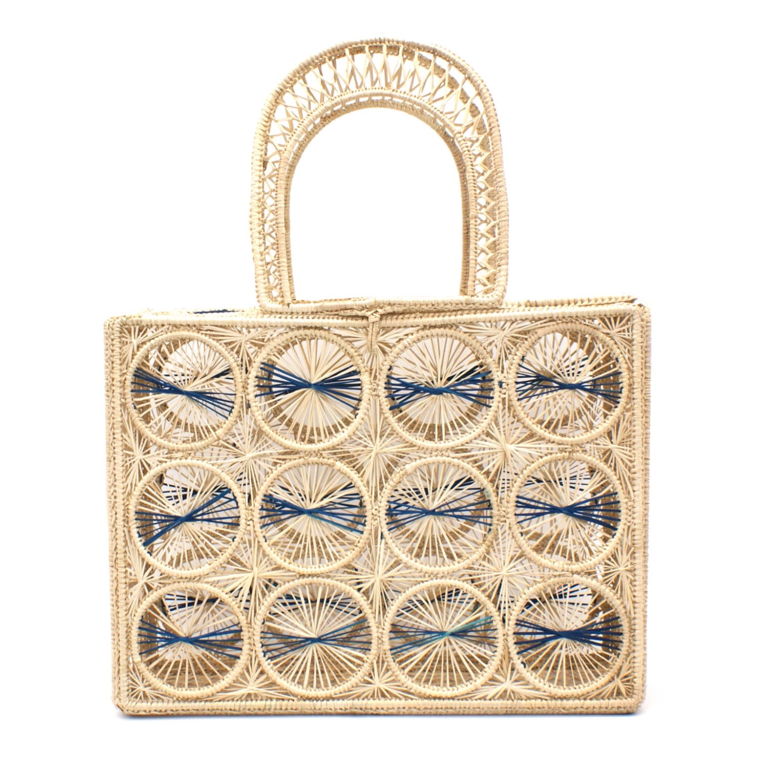 Women’s Blue / Neutrals Cage Toquilla Straw Canasta Handbag Washein