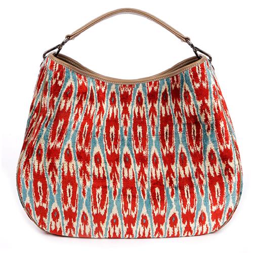 Women's Garuda Velvet Ikat Bag - Burgundy | Large | Sjw Bags London