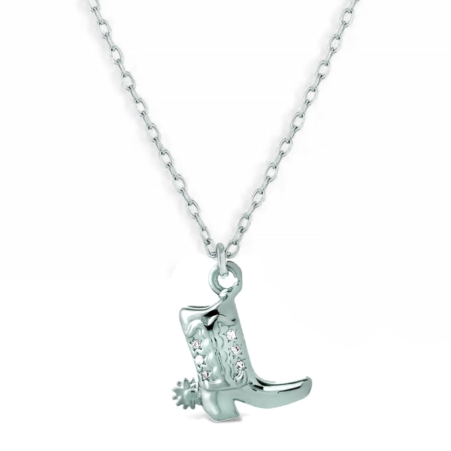 Shaded The Label Women's Jessie Sterling Silver Cowboy Boot Pendant Necklace In Green