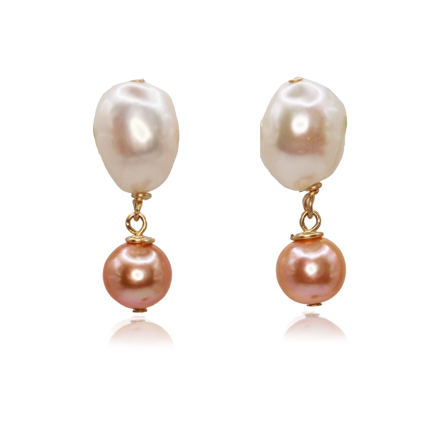 Marquise Swim Women's Gold / Pink / Purple Earrings - Clochette Pearl & Gold - Pink