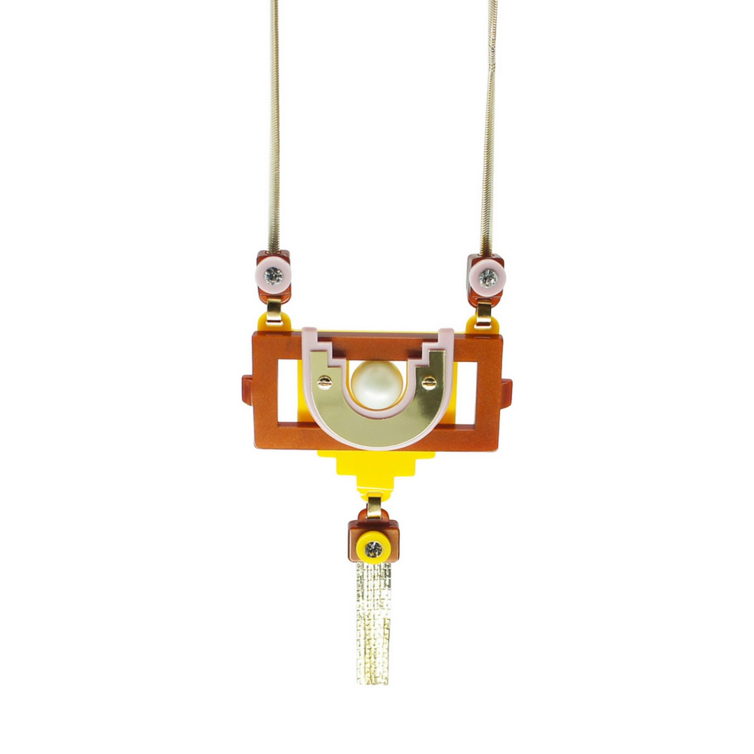Gissa Bicalho Women's Handmade Acrylic Necklace Maya Pr - Brown In Multi