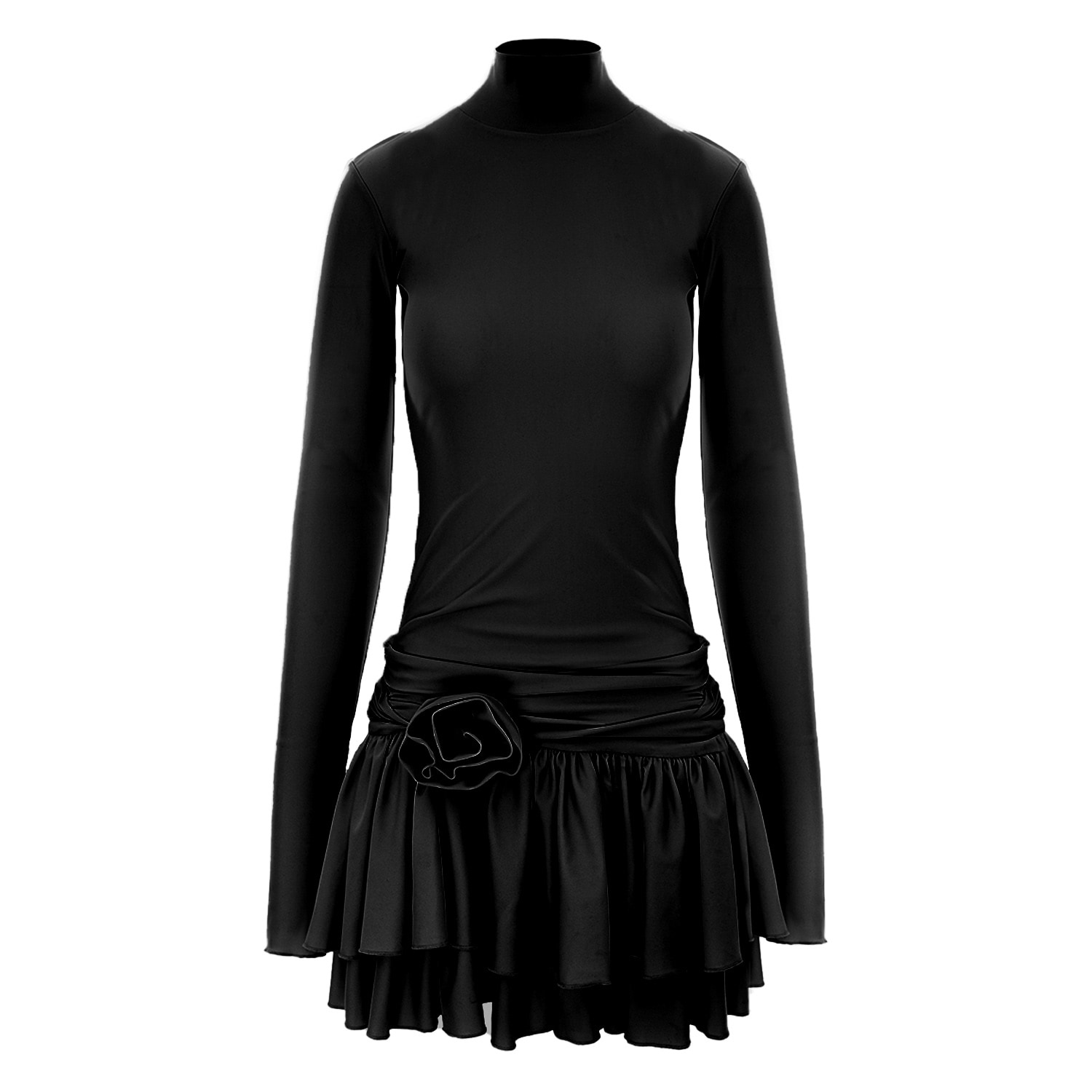 Women's Silene Mini Ruffles Black Dress | Small | Underflirty