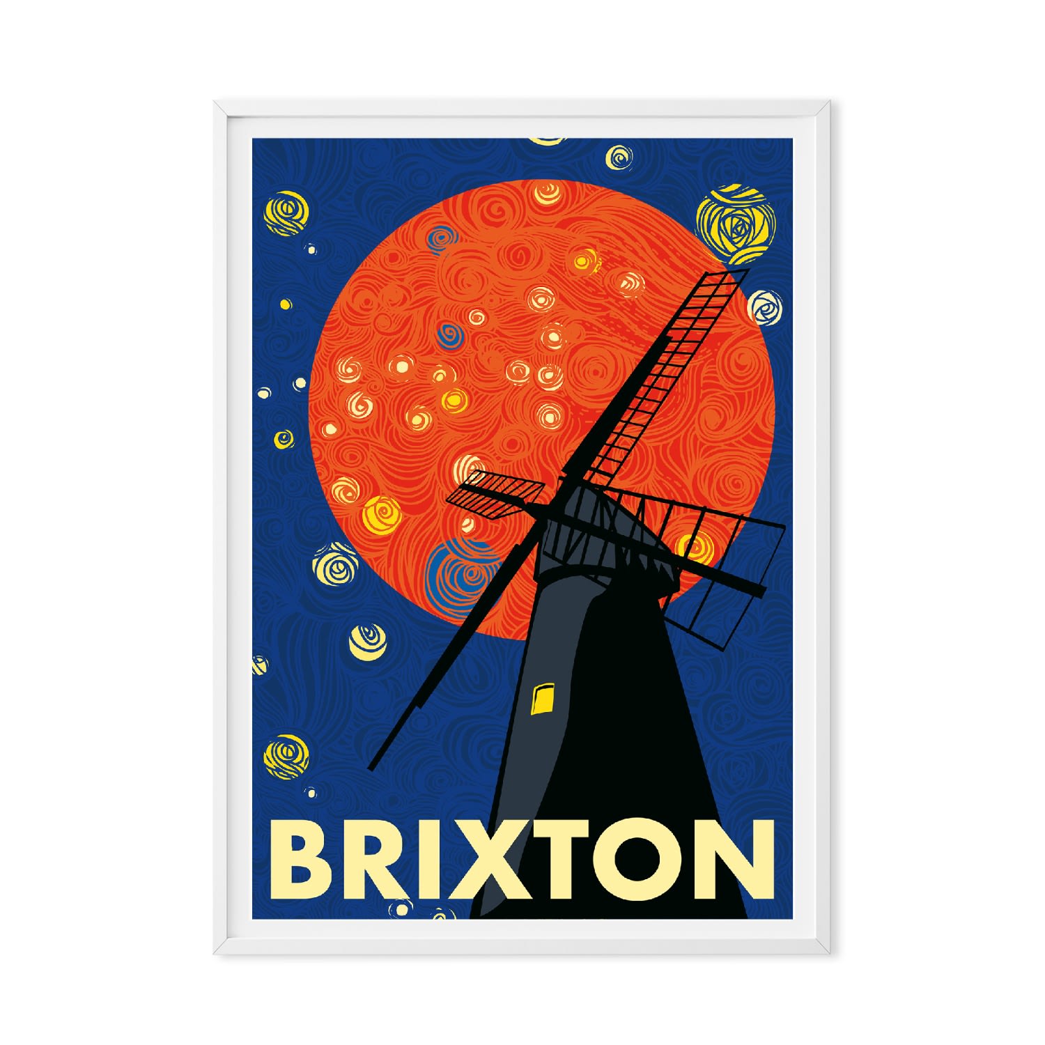 Brixton Windmill Illustrated Art Print A3 297 X 420Mm Eye for London Prints