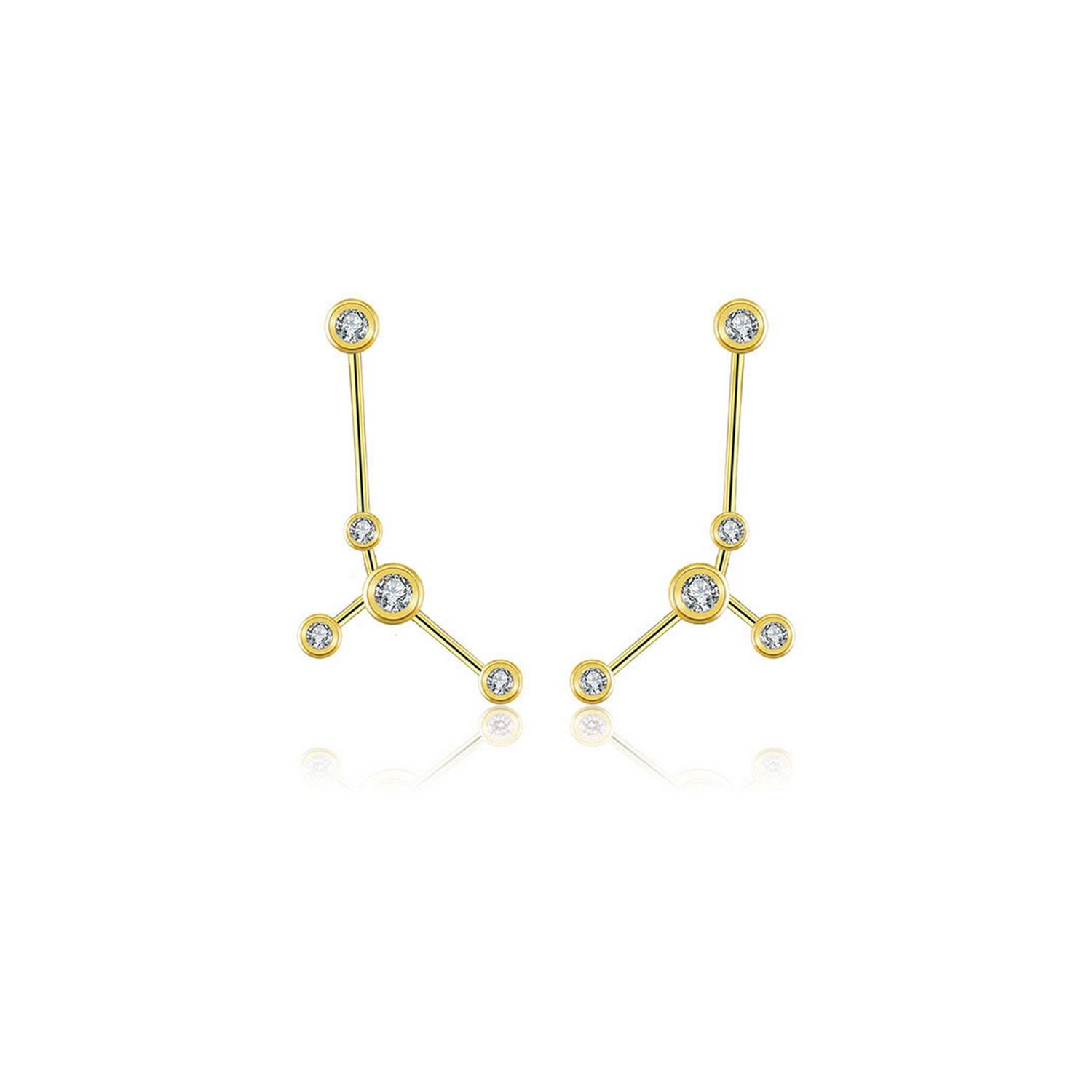 Genevieve Collection Women's Cancer Zodiac Constellation Earring 18k Yellow Gold & Diamond In Gold
