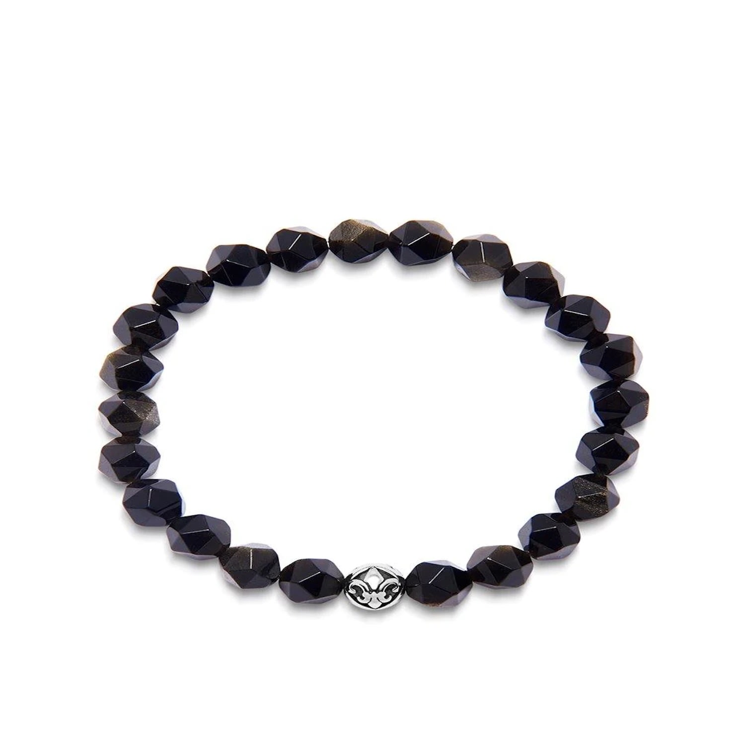 Black Men’s Wristband With Faceted Gold Obsidian And Silver Nialaya