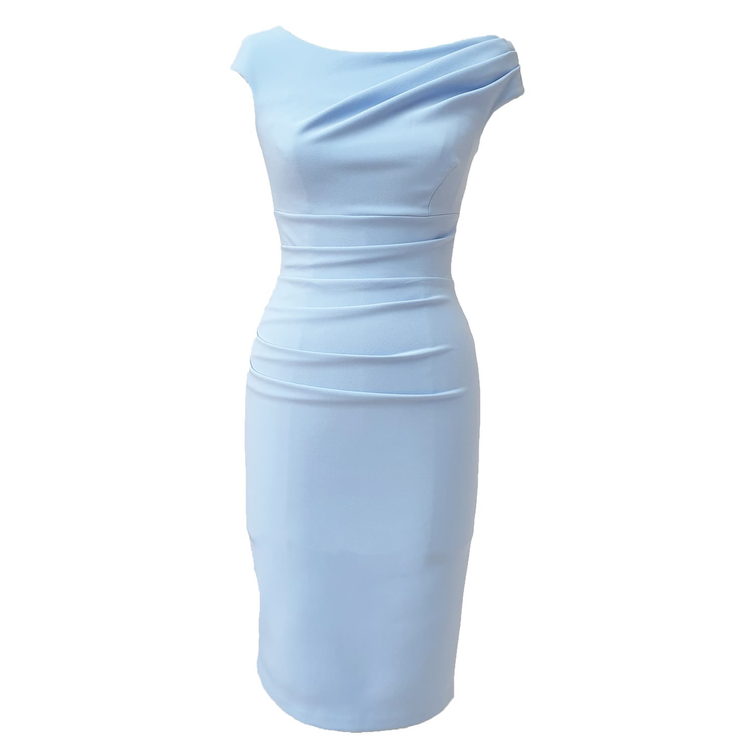 sky blue fitted dress