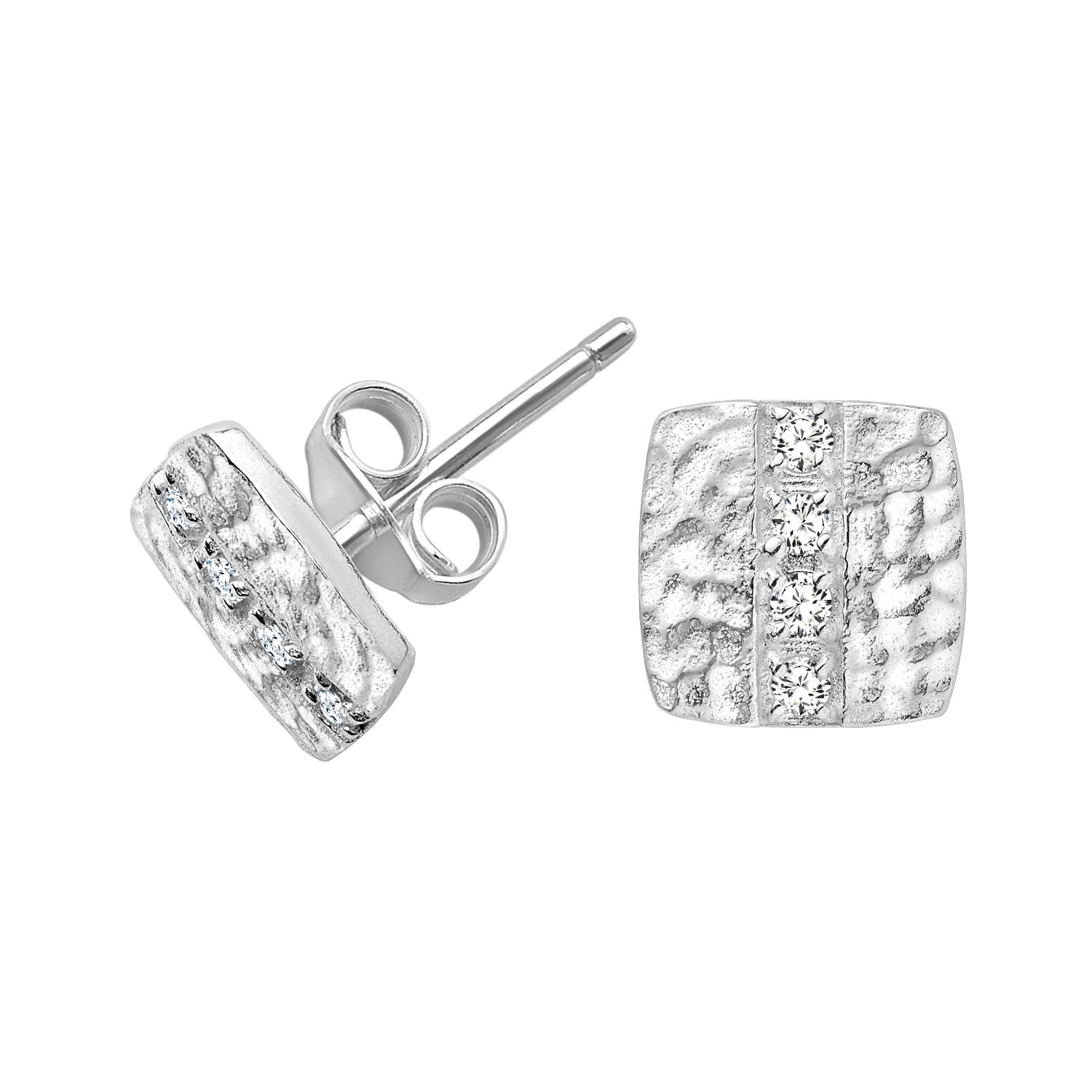 Dower & Hall Women's White Sapphire Square Lumiere Studs In Sterling Silver In Metallic