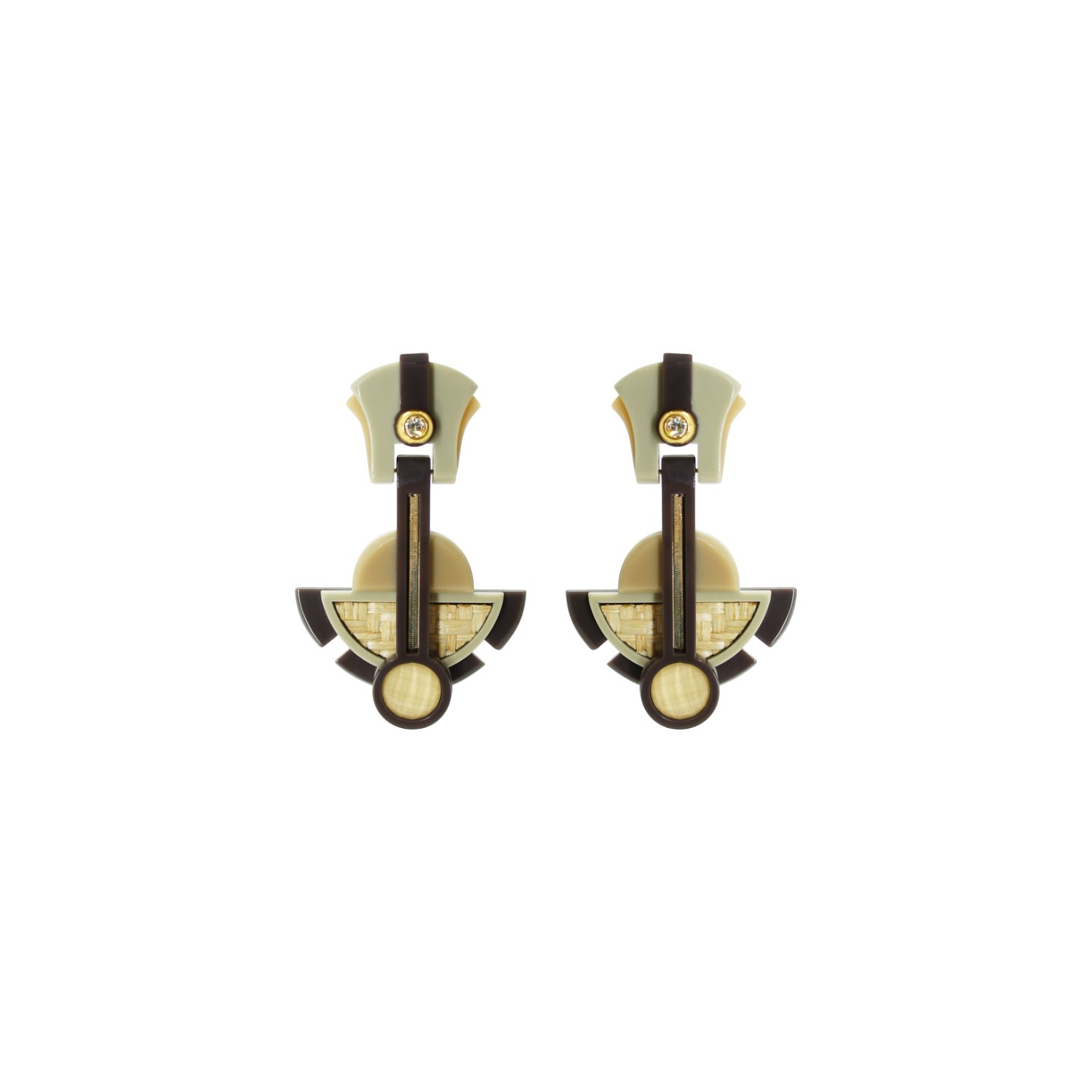 Gissa Bicalho Women's Neutrals Acrylic Handmade Earring Long Buriti Beige In Sand