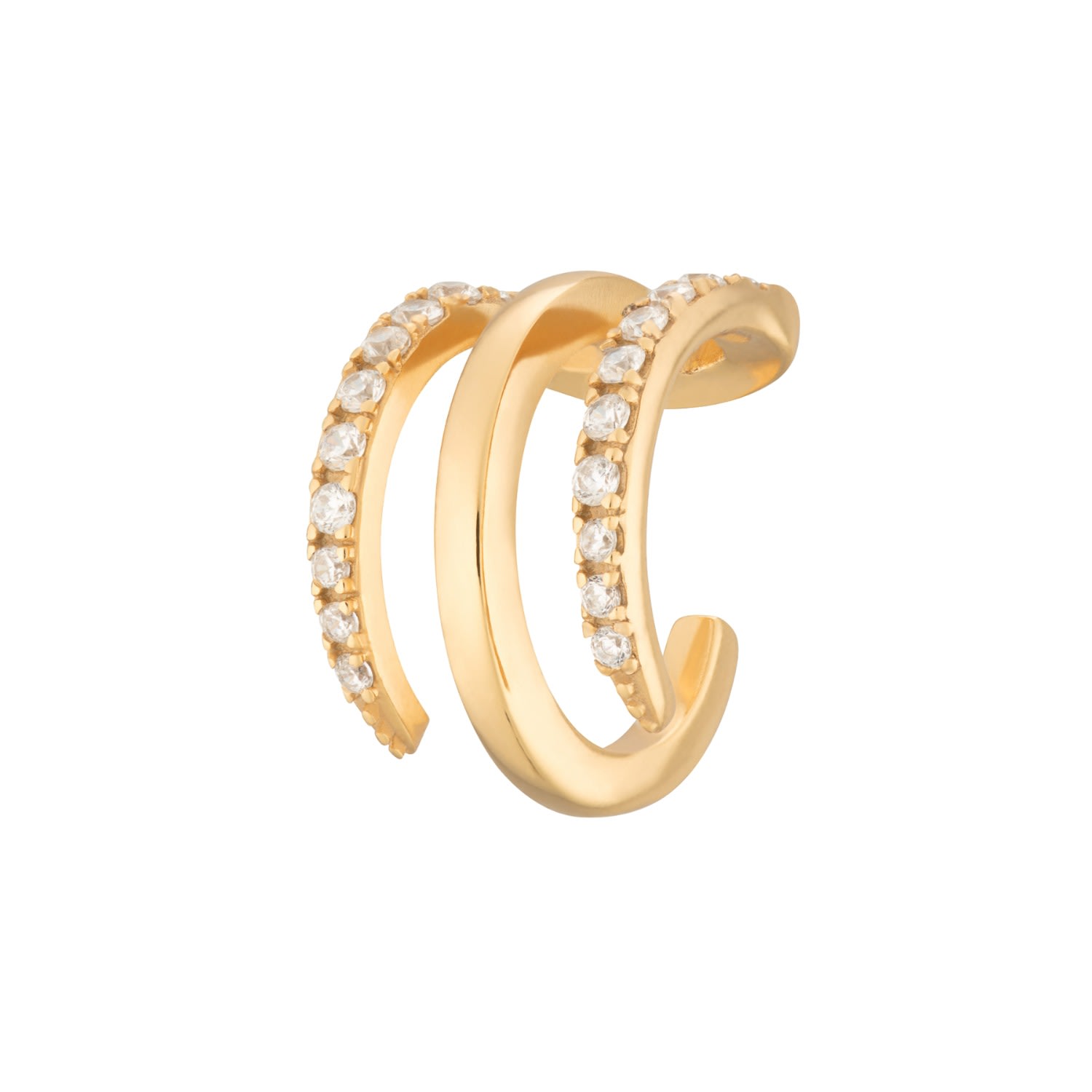 Scream Pretty Women's Gold Triple Claw Single Ear Cuff With Clear Stones In Gold