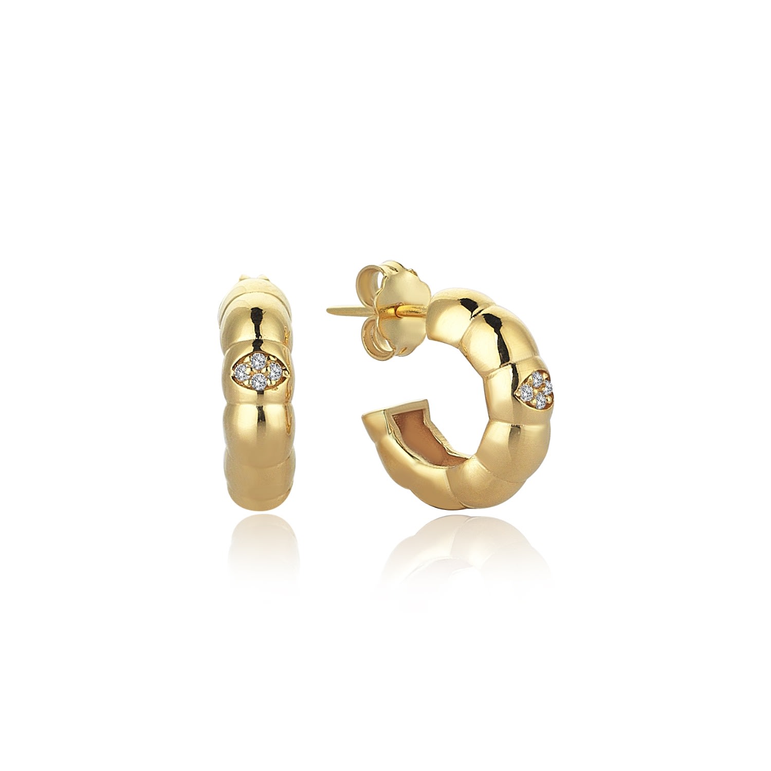 Women’s Fureya Small Hoop Earrings In Sterling Silver With Gold Plated White Odda75