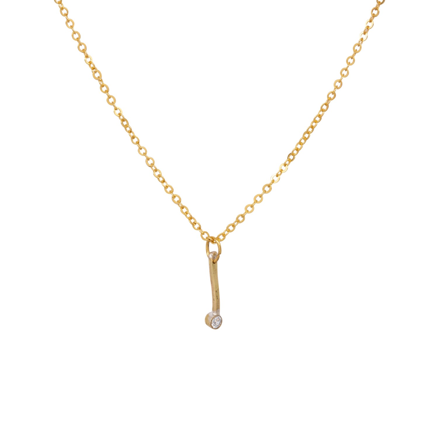 Lily Flo Jewellery Women's Gold Rigel Single Diamond Bar Necklace