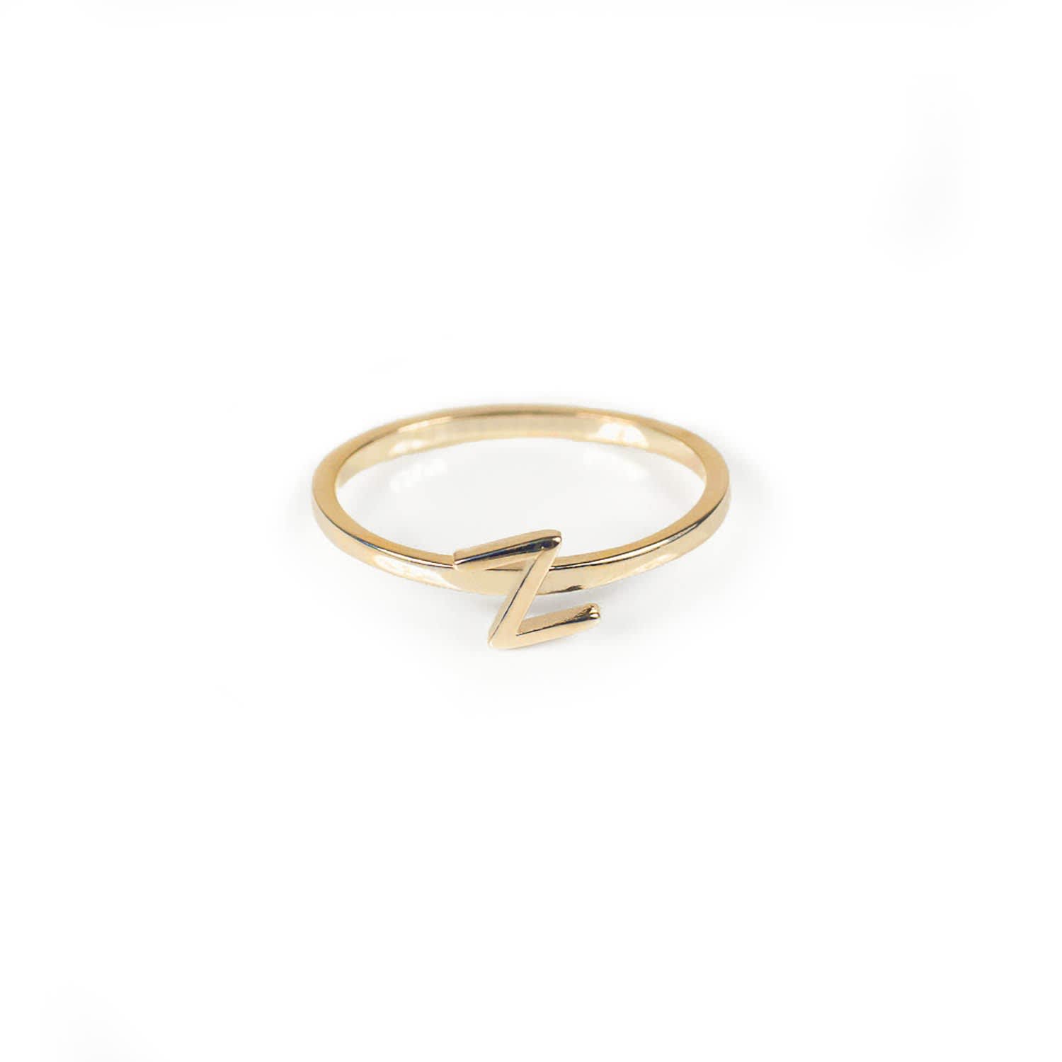 22Ct Gold Vermeil Old English Engraved Initial Rounded Signet Ring - Letter  Z by SEOL + GOLD